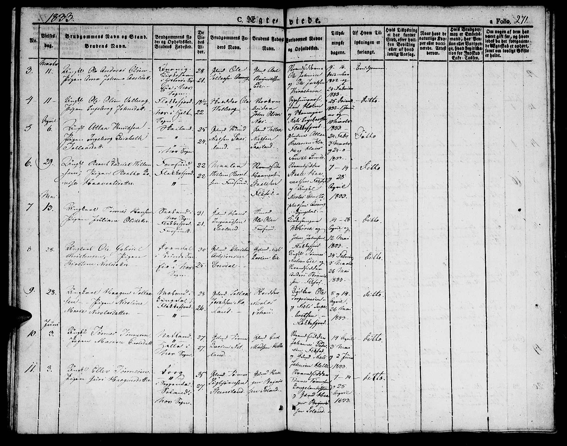 Flekkefjord sokneprestkontor, AV/SAK-1111-0012/F/Fb/Fbc/L0004: Parish register (copy) no. B 4, 1827-1846, p. 271