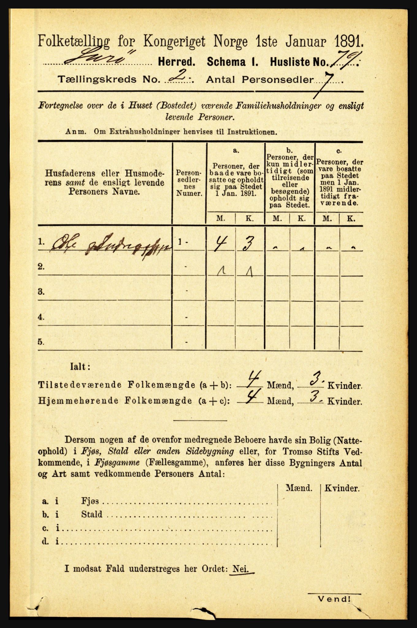 RA, 1891 census for 1834 Lurøy, 1891, p. 735