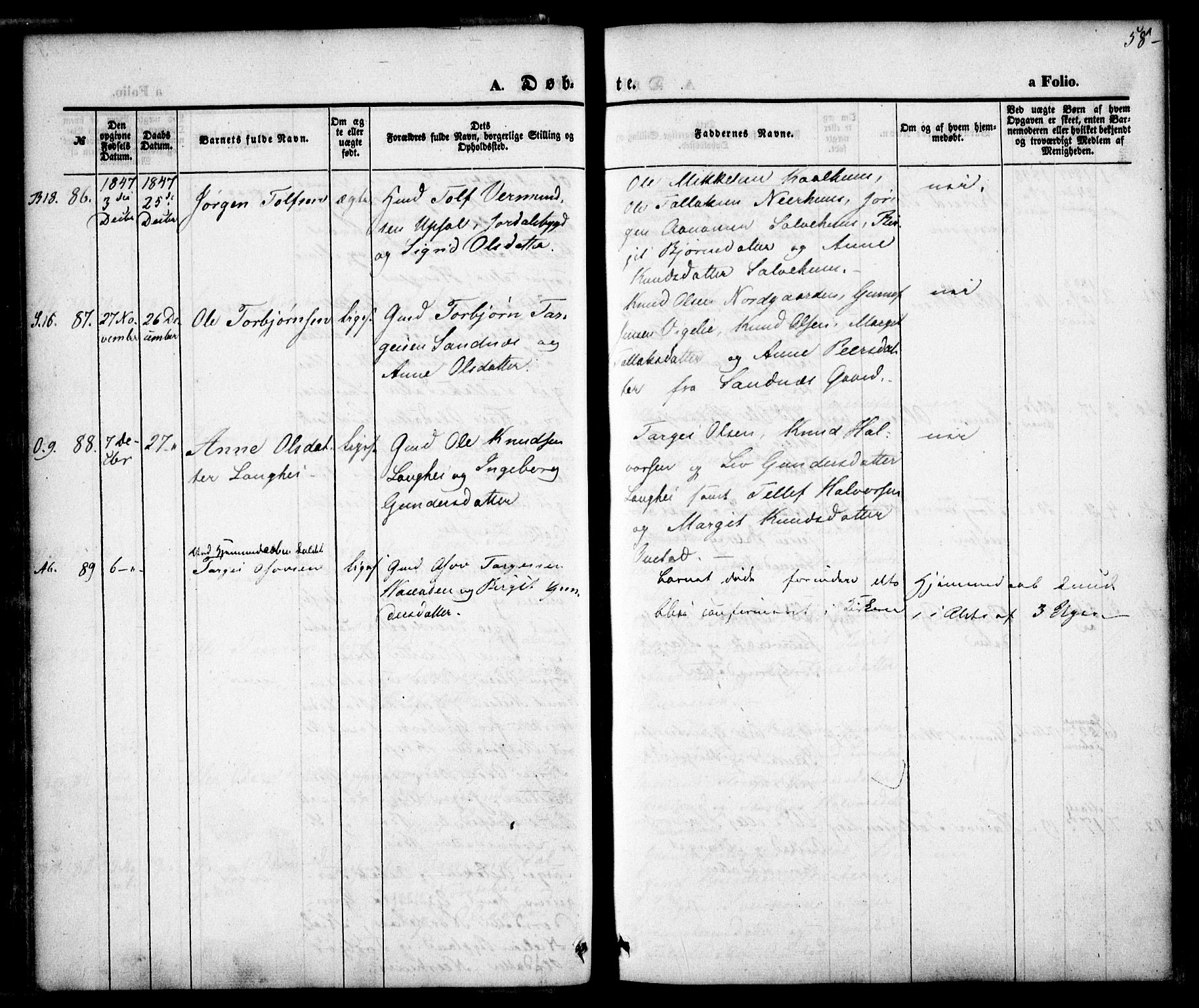 Bygland sokneprestkontor, AV/SAK-1111-0006/F/Fa/Fab/L0004: Parish register (official) no. A 4, 1842-1858, p. 58