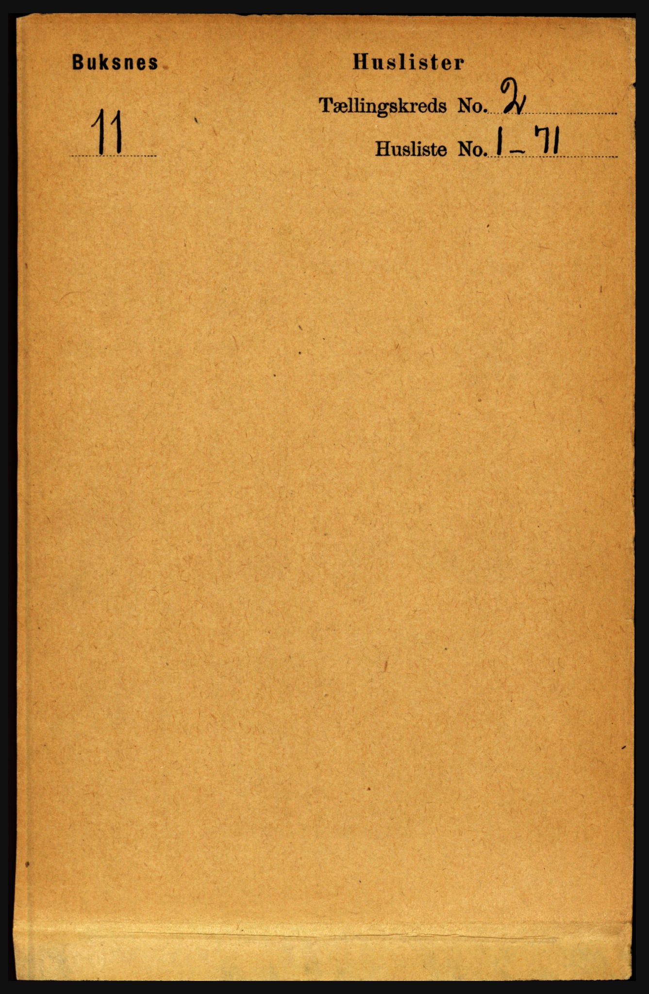RA, 1891 census for 1860 Buksnes, 1891, p. 1520