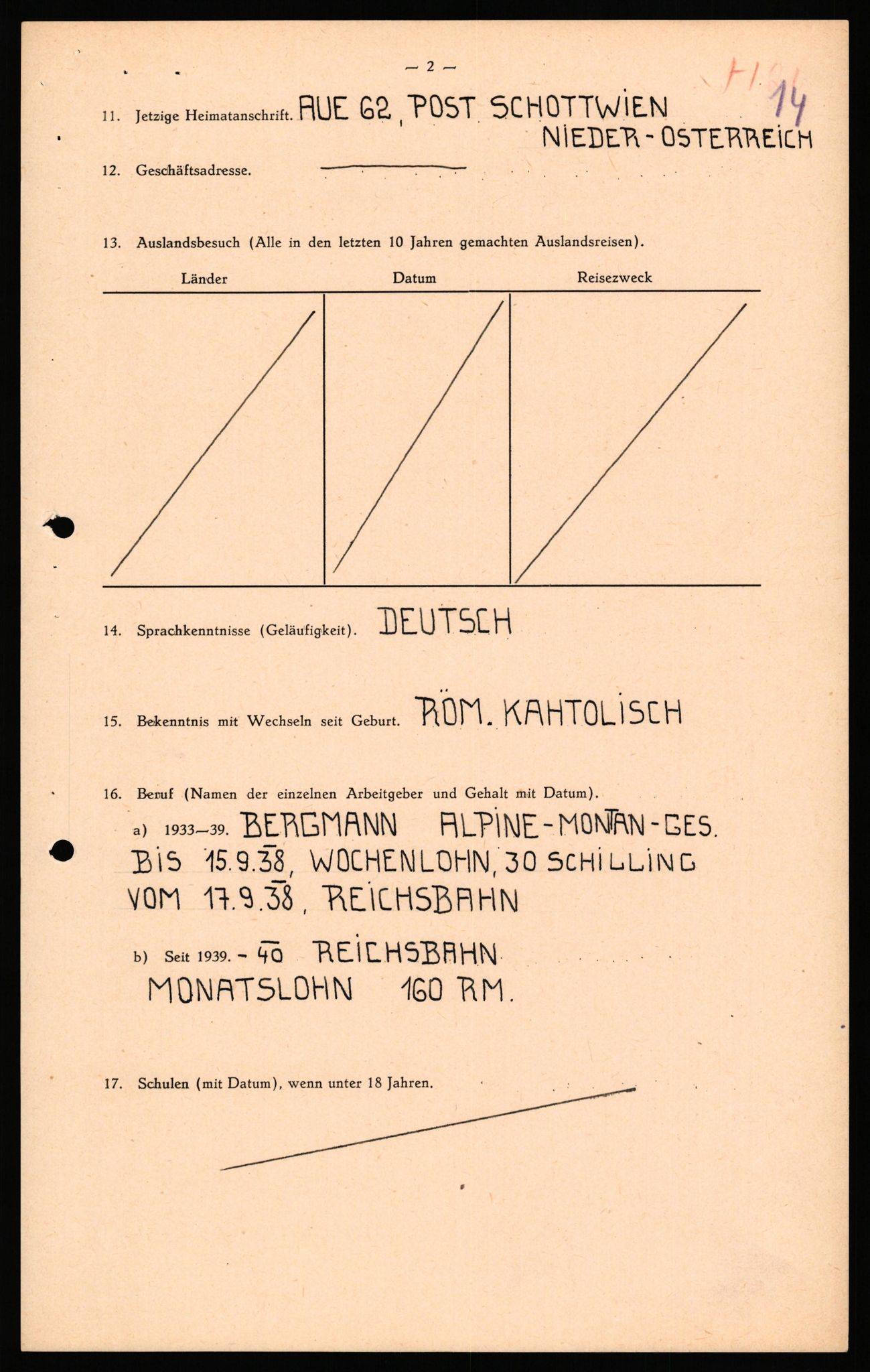 Forsvaret, Forsvarets overkommando II, RA/RAFA-3915/D/Db/L0038: CI Questionaires. Tyske okkupasjonsstyrker i Norge. Østerrikere., 1945-1946, p. 441