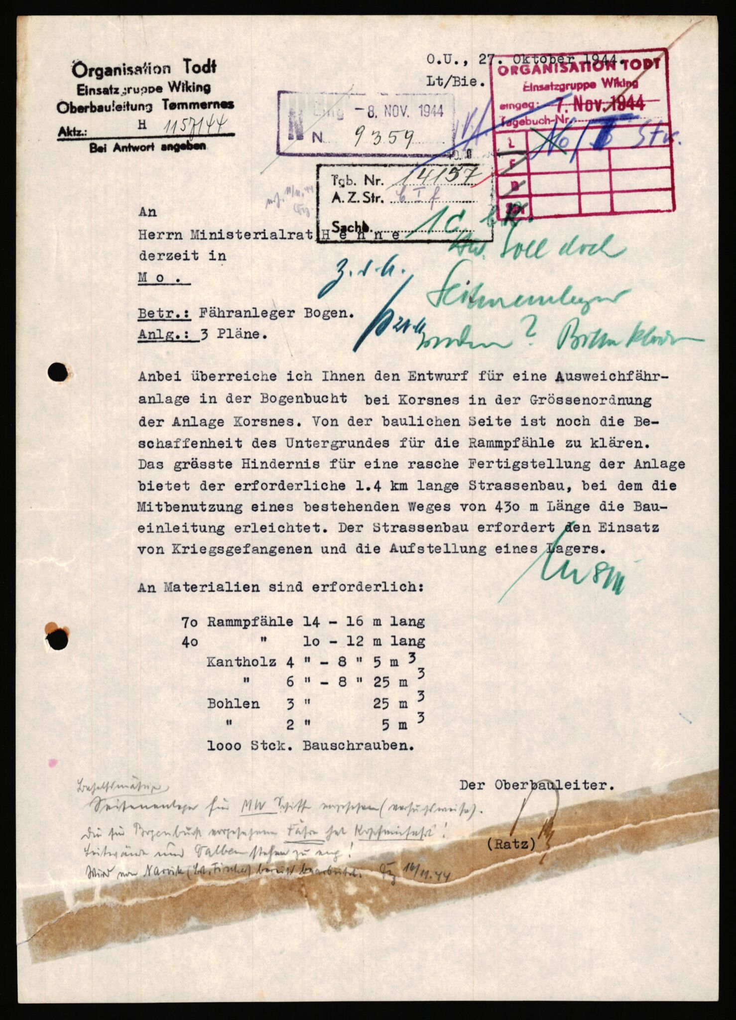 Tyske arkiver, Organisation Todt (OT), Einsatzgruppe Wiking, AV/RA-RAFA-2188/1/E/E2/E2d/L0023: Fähren und Anlegen, 1942-1944, p. 98