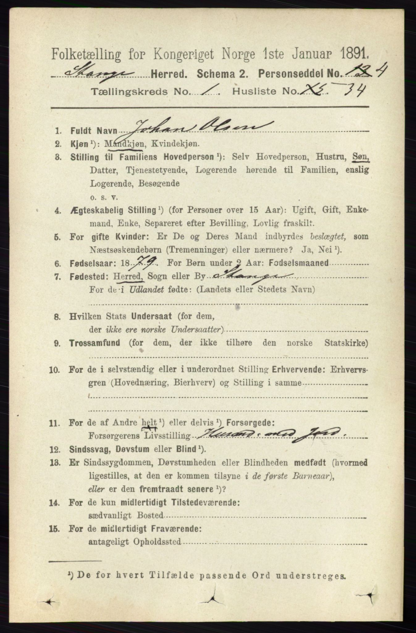 RA, 1891 census for 0417 Stange, 1891, p. 410