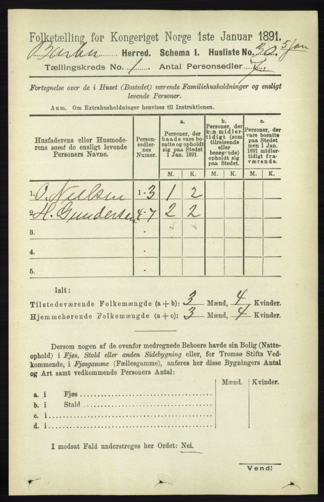 RA, 1891 census for 0990 Barbu, 1891, p. 61