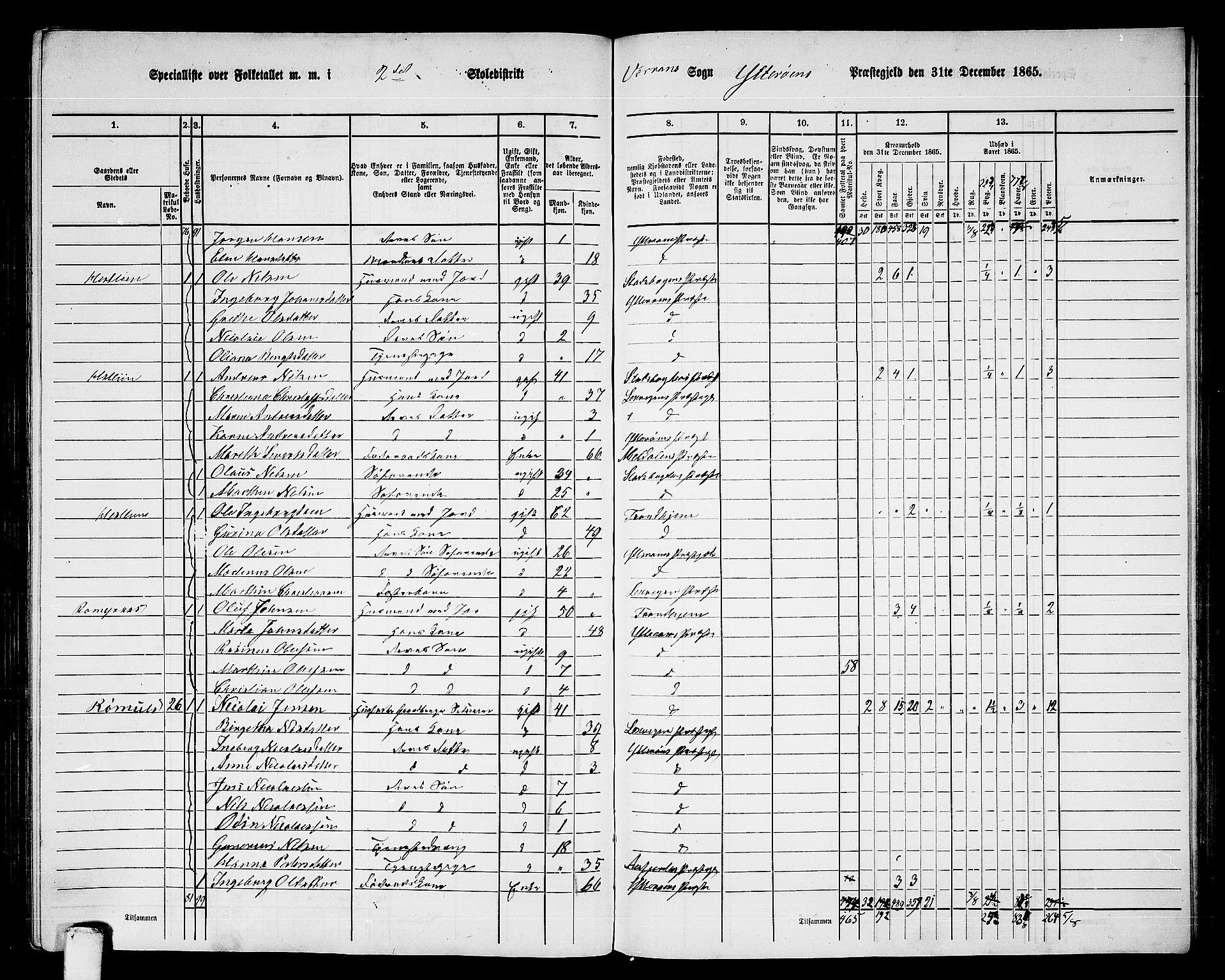 RA, 1865 census for Ytterøy, 1865, p. 158