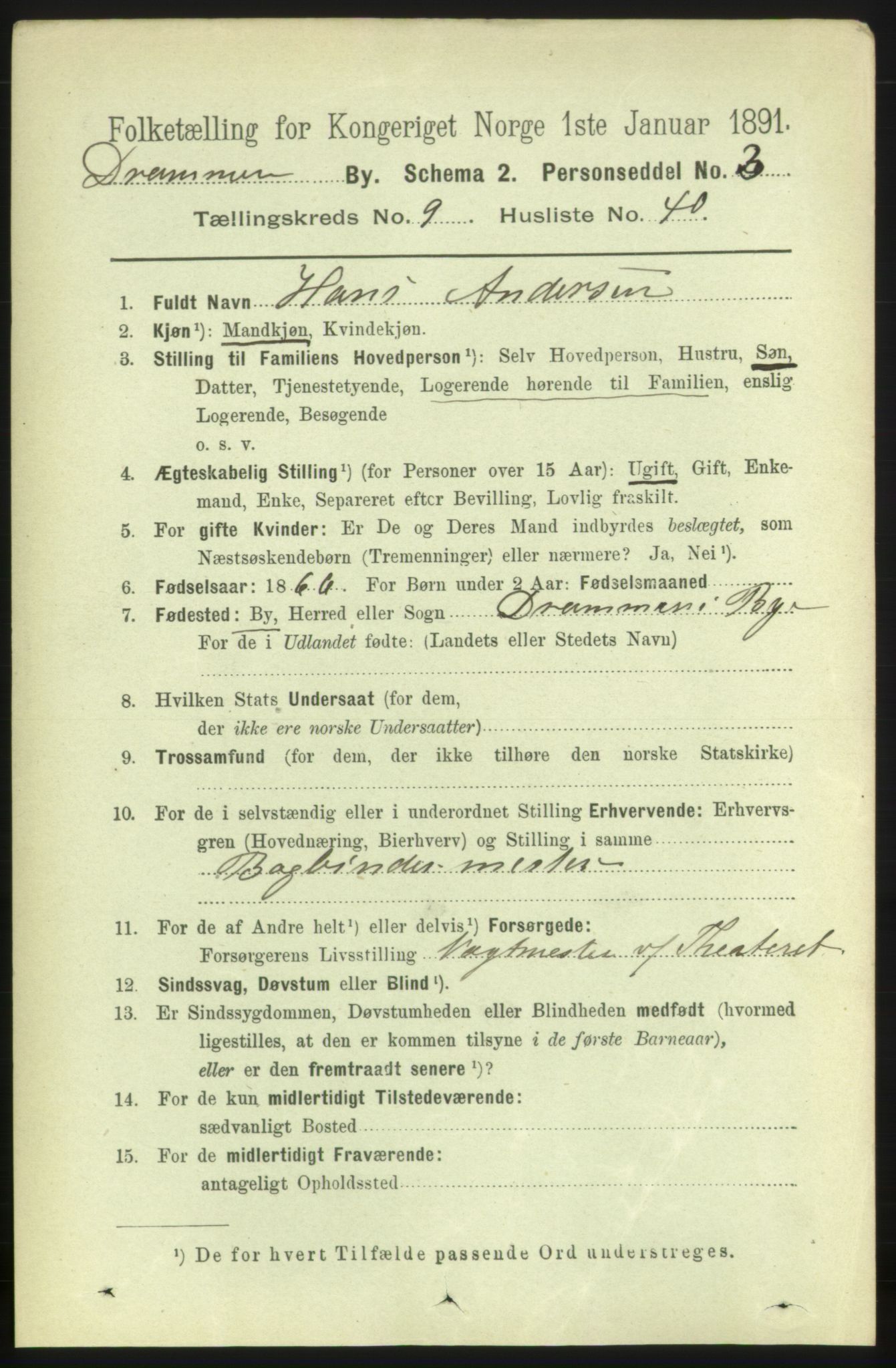 RA, 1891 census for 0602 Drammen, 1891, p. 7906