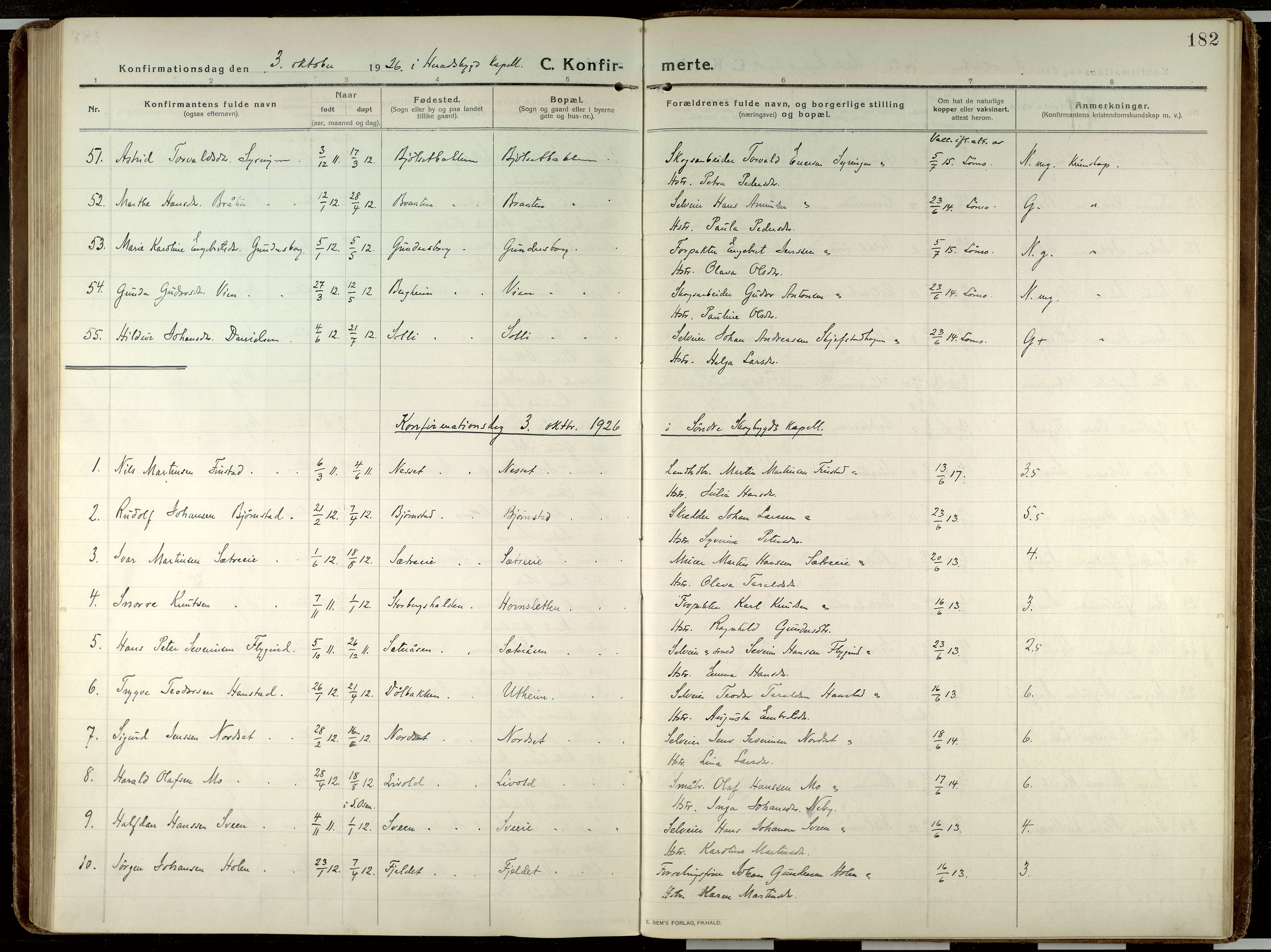 Elverum prestekontor, AV/SAH-PREST-044/H/Ha/Haa/L0023: Parish register (official) no. 23, 1914-1929, p. 182