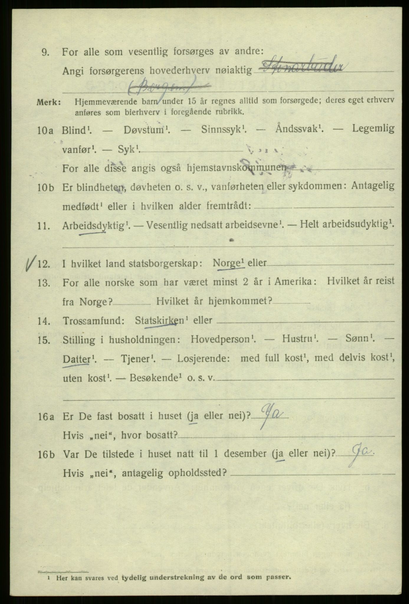 SAB, 1920 census for Bergen, 1920, p. 118672