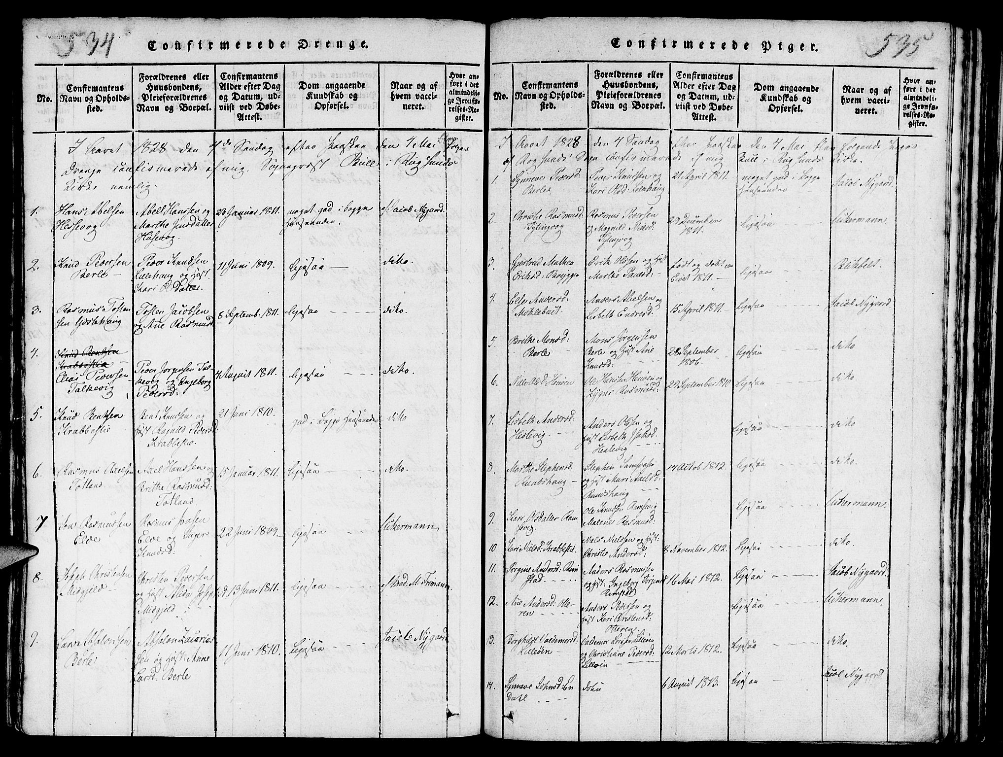 Davik sokneprestembete, AV/SAB-A-79701/H/Haa/Haaa/L0003: Parish register (official) no. A 3, 1816-1830, p. 534-535