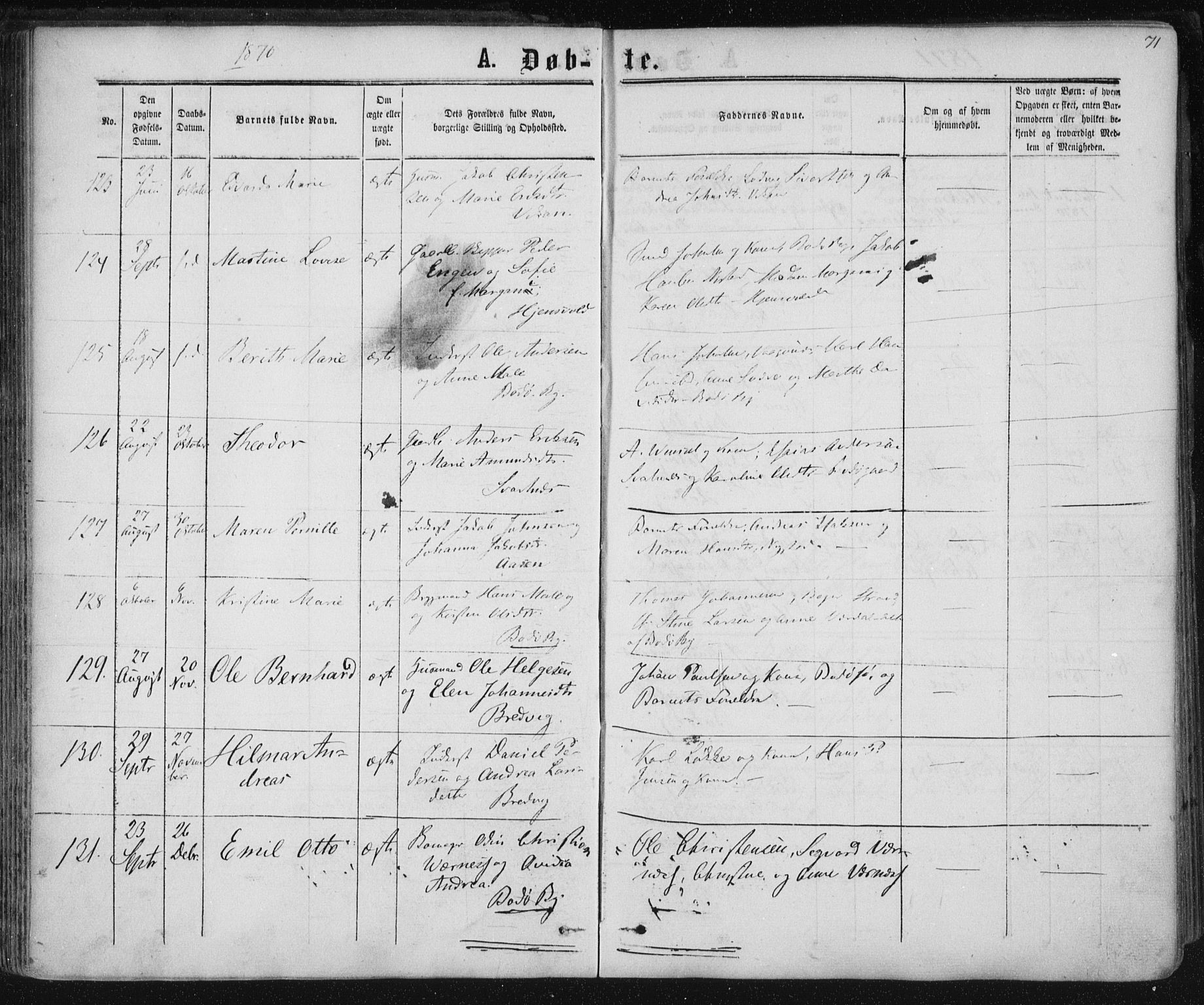Ministerialprotokoller, klokkerbøker og fødselsregistre - Nordland, SAT/A-1459/801/L0008: Parish register (official) no. 801A08, 1864-1875, p. 71