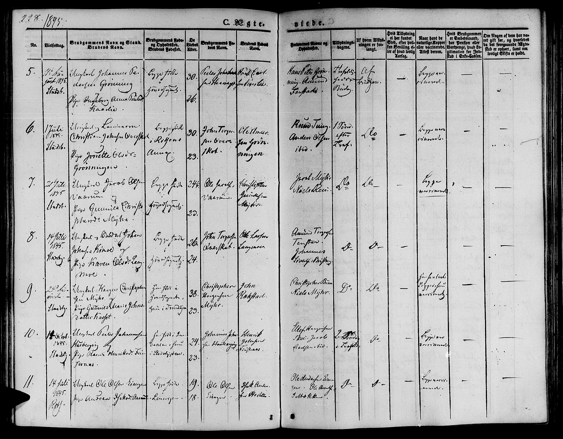 Ministerialprotokoller, klokkerbøker og fødselsregistre - Sør-Trøndelag, SAT/A-1456/646/L0610: Parish register (official) no. 646A08, 1837-1847, p. 228