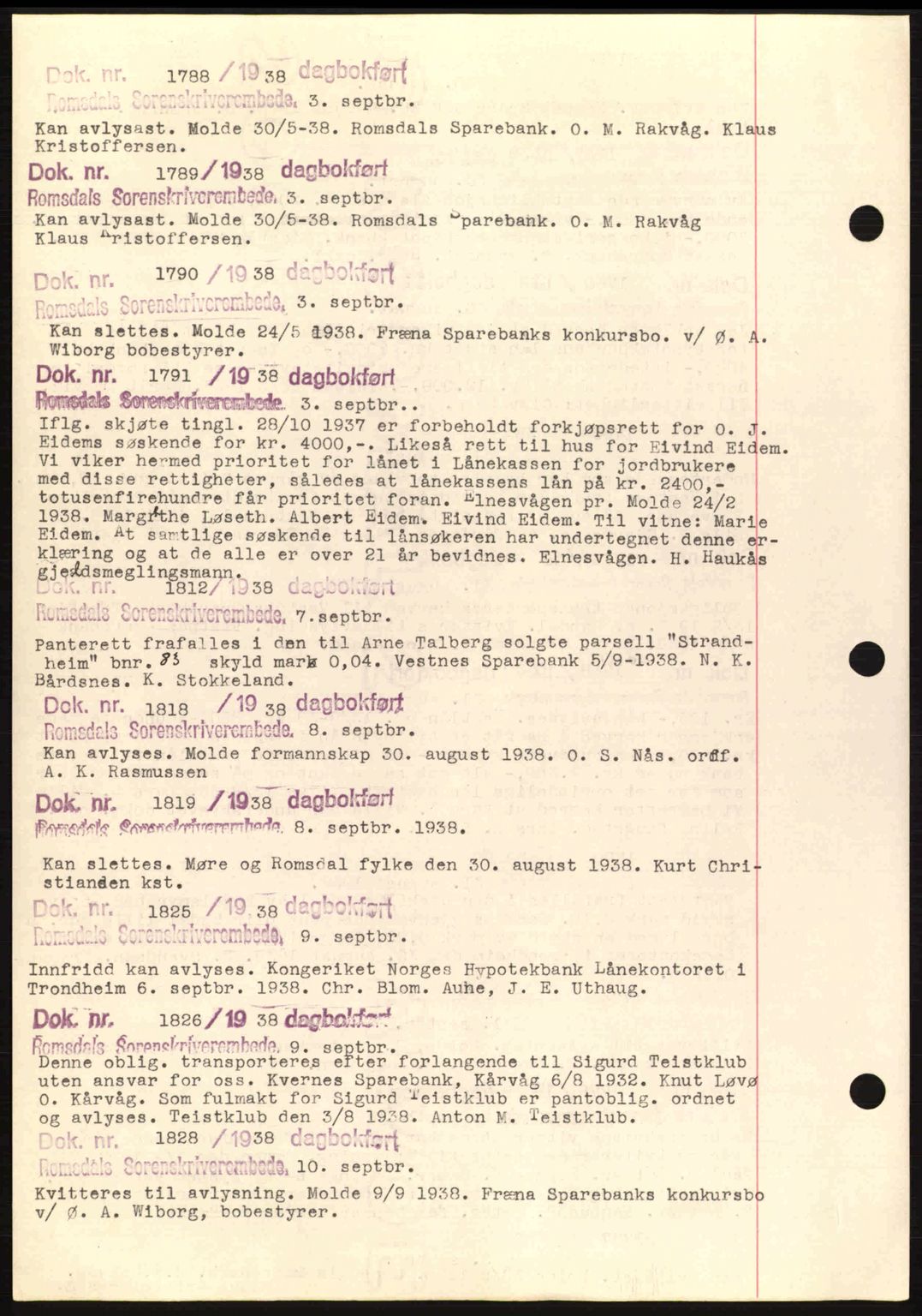 Romsdal sorenskriveri, AV/SAT-A-4149/1/2/2C: Mortgage book no. C1a, 1936-1945, Diary no: : 1788/1938