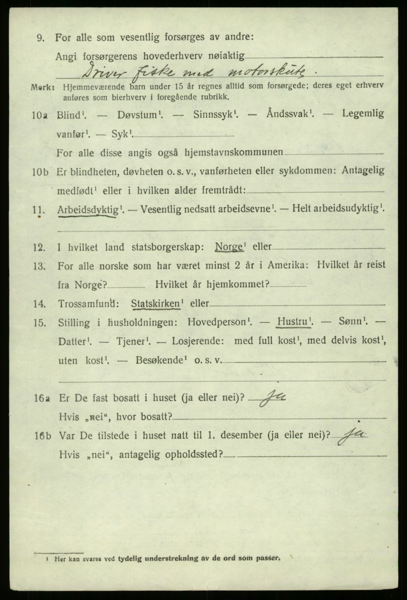 SAB, 1920 census for Bremanger, 1920, p. 2353