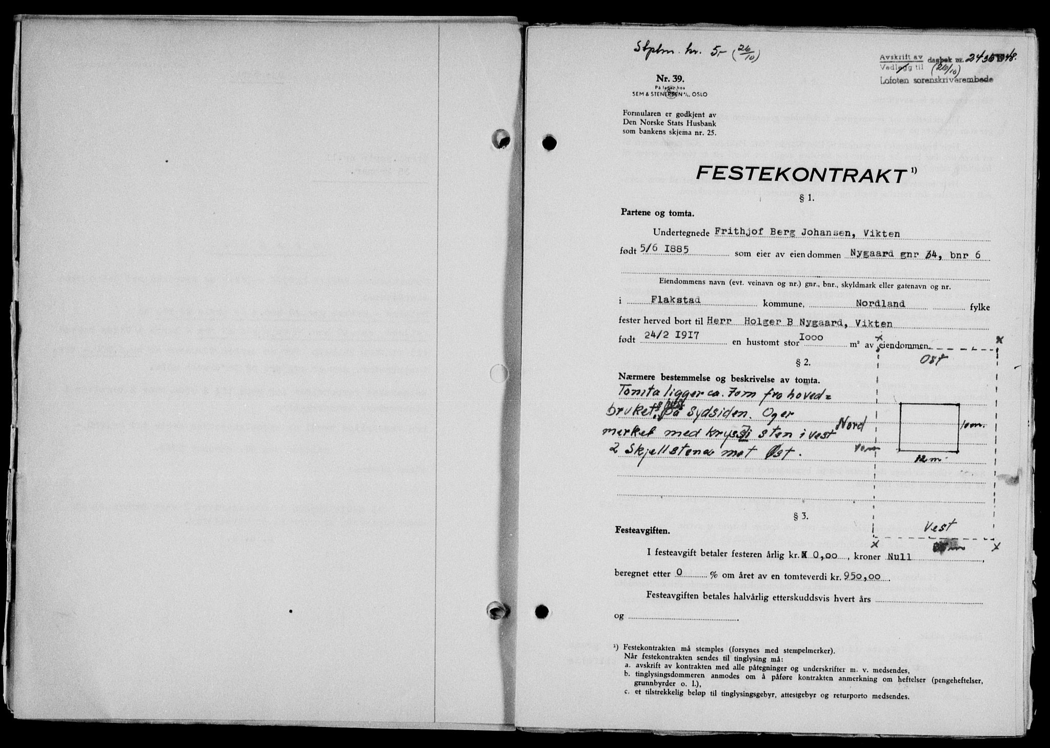Lofoten sorenskriveri, SAT/A-0017/1/2/2C/L0019a: Mortgage book no. 19a, 1948-1948, Diary no: : 2436/1948