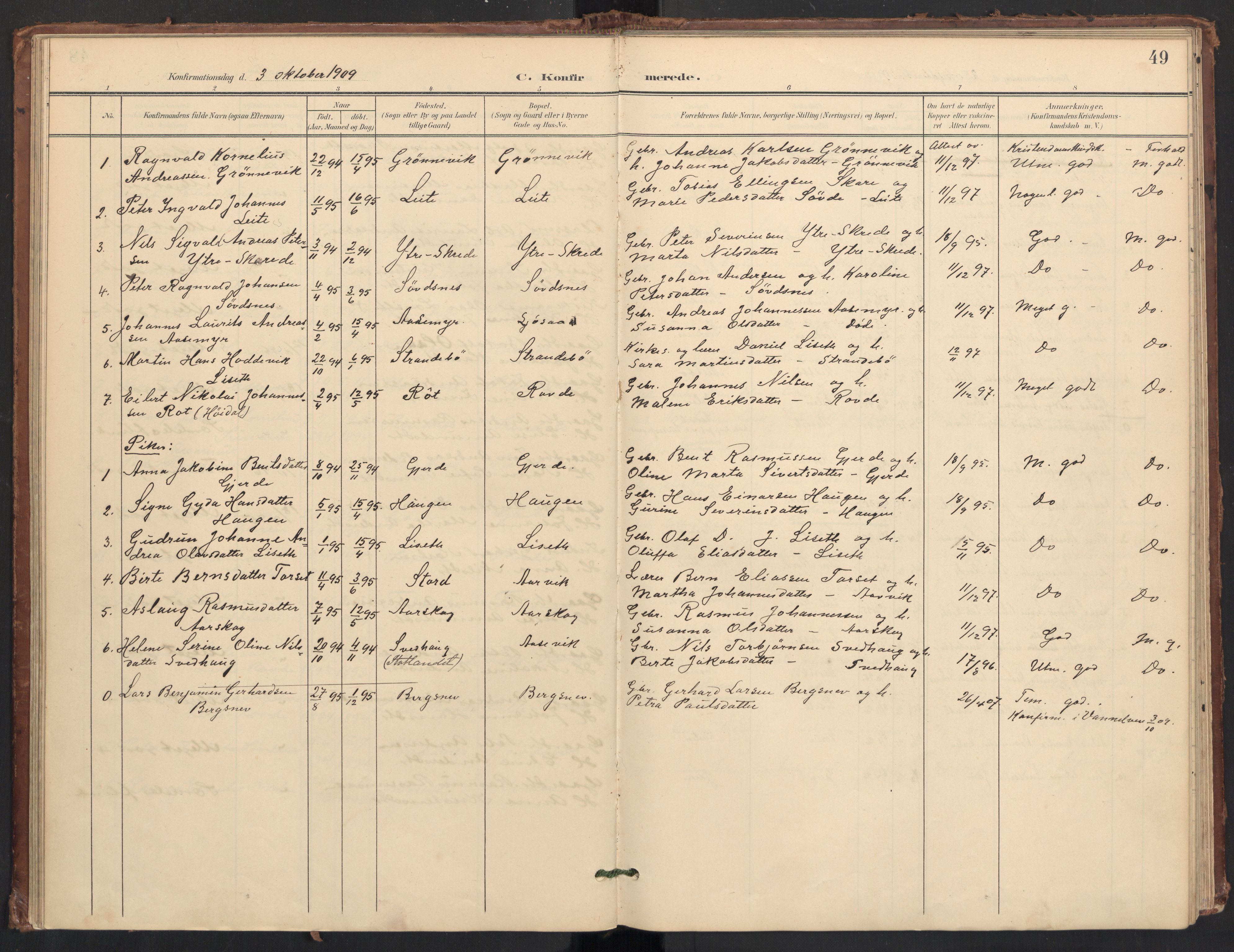 Ministerialprotokoller, klokkerbøker og fødselsregistre - Møre og Romsdal, SAT/A-1454/504/L0057: Parish register (official) no. 504A04, 1902-1919, p. 49