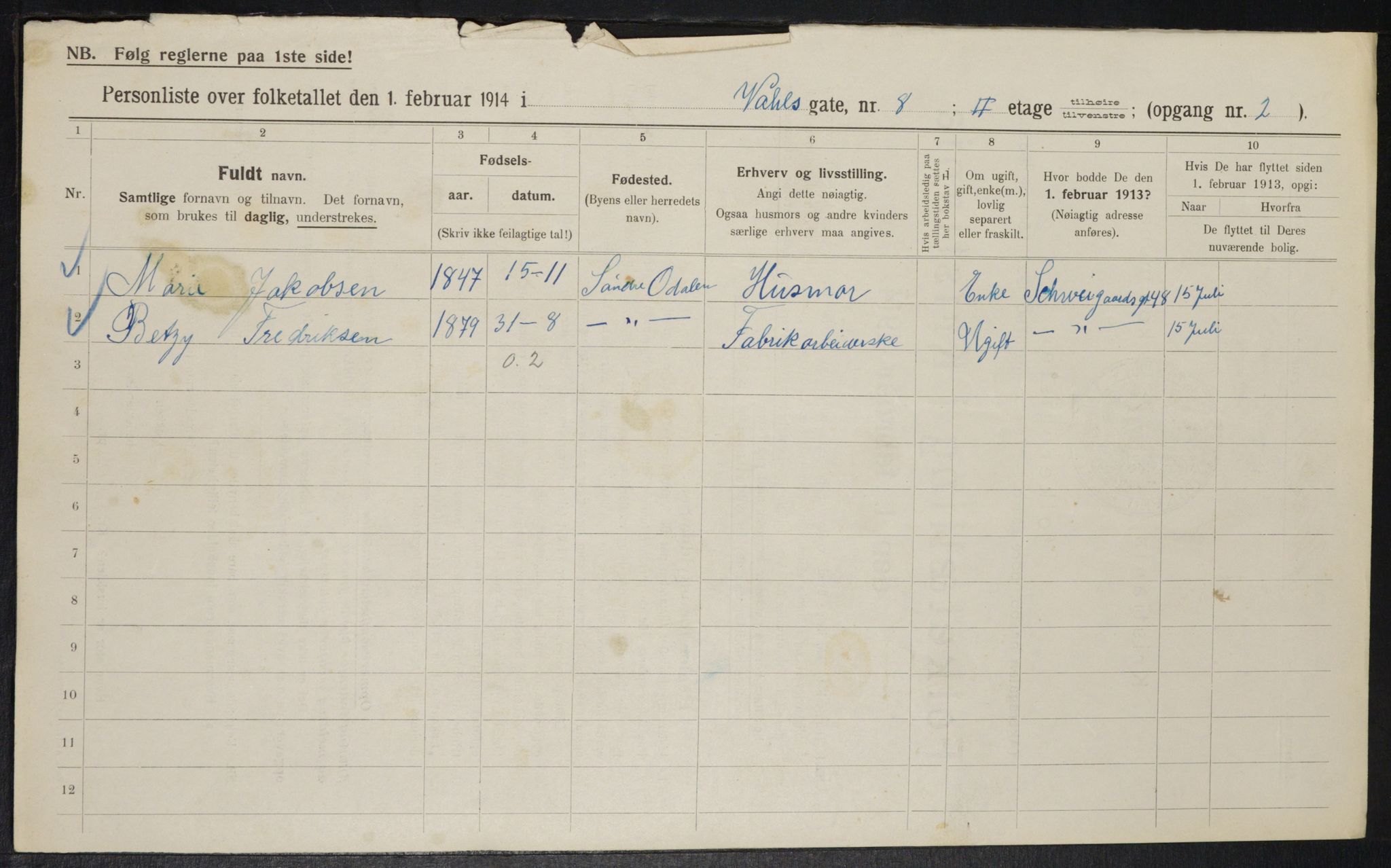 OBA, Municipal Census 1914 for Kristiania, 1914, p. 122611