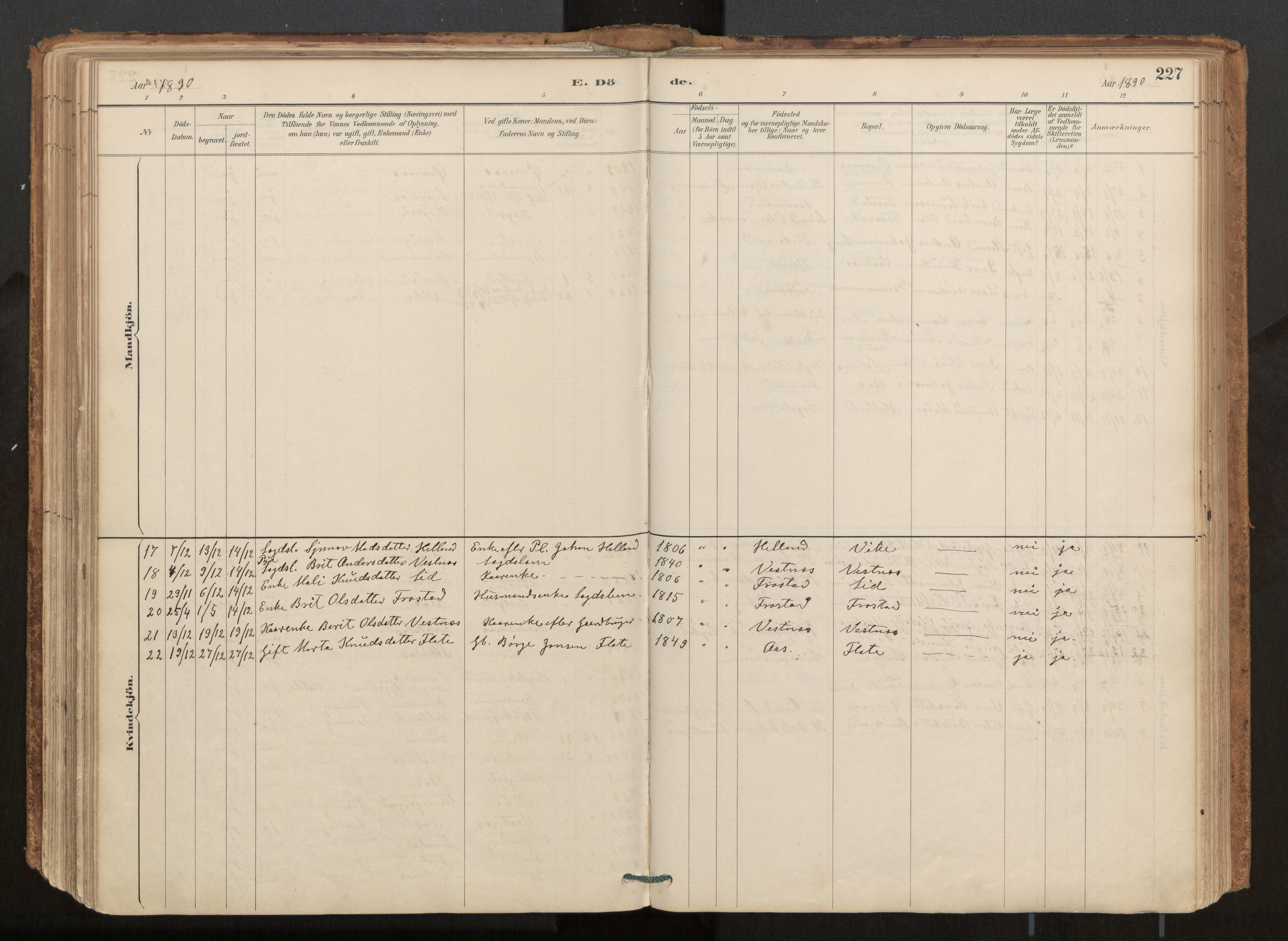 Ministerialprotokoller, klokkerbøker og fødselsregistre - Møre og Romsdal, AV/SAT-A-1454/539/L0531: Parish register (official) no. 539A04, 1887-1913, p. 227