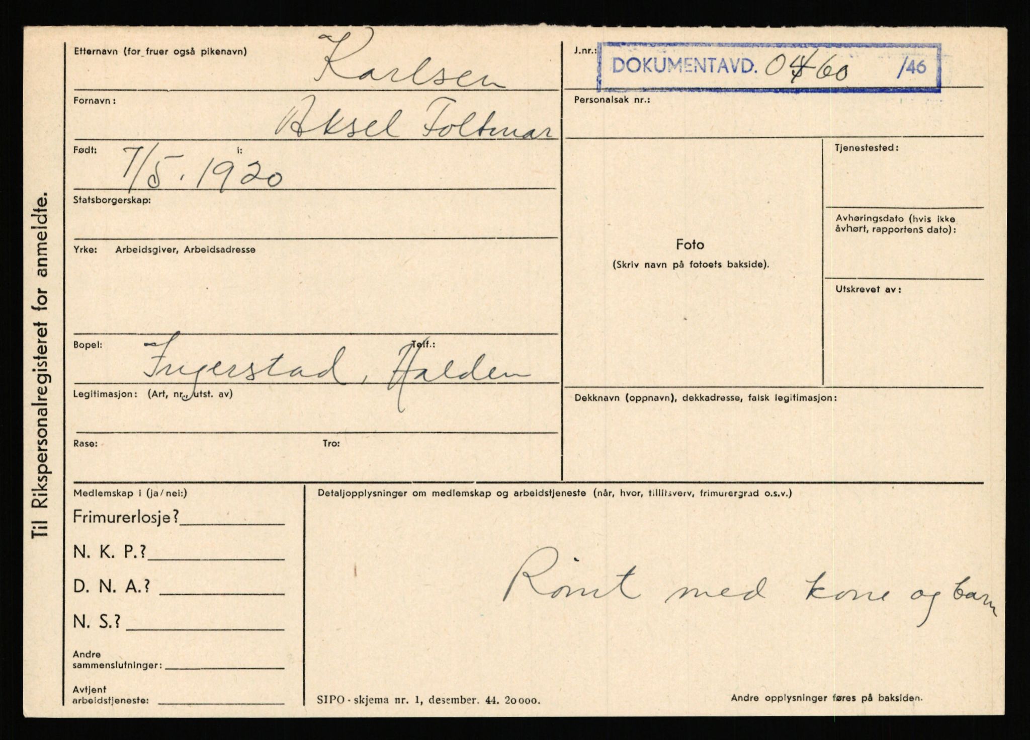 Statspolitiet - Hovedkontoret / Osloavdelingen, AV/RA-S-1329/C/Ca/L0008: Johan(nes)sen - Knoph, 1943-1945, p. 3276