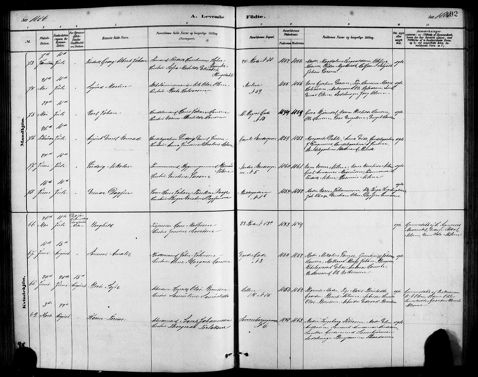 Sandviken Sokneprestembete, AV/SAB-A-77601/H/Hb/L0001: Parish register (copy) no. A 2, 1879-1892, p. 192