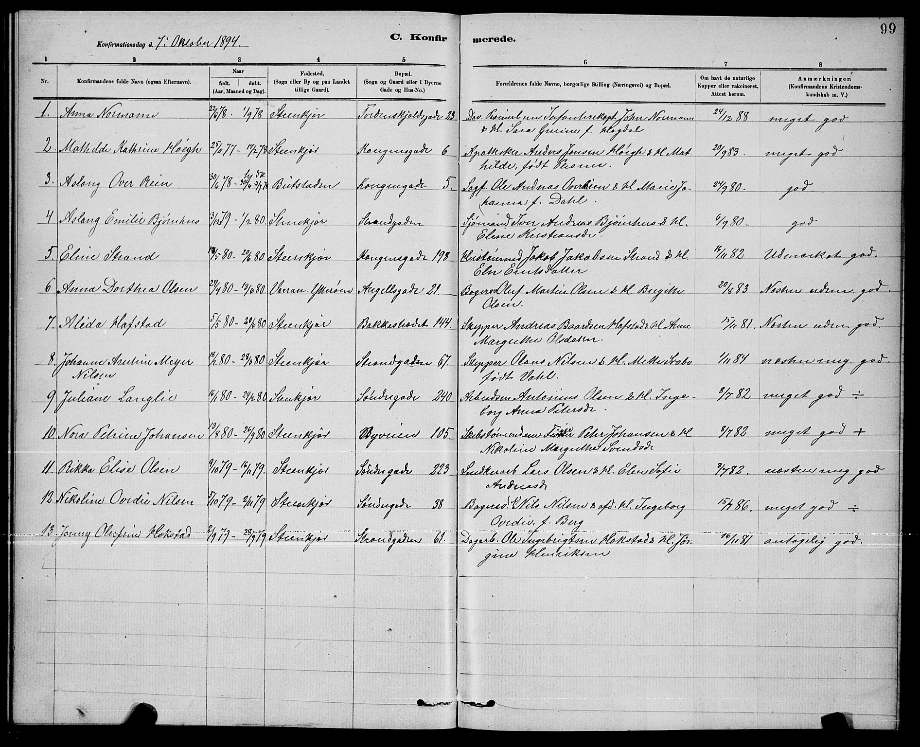 Ministerialprotokoller, klokkerbøker og fødselsregistre - Nord-Trøndelag, SAT/A-1458/739/L0374: Parish register (copy) no. 739C02, 1883-1898, p. 99
