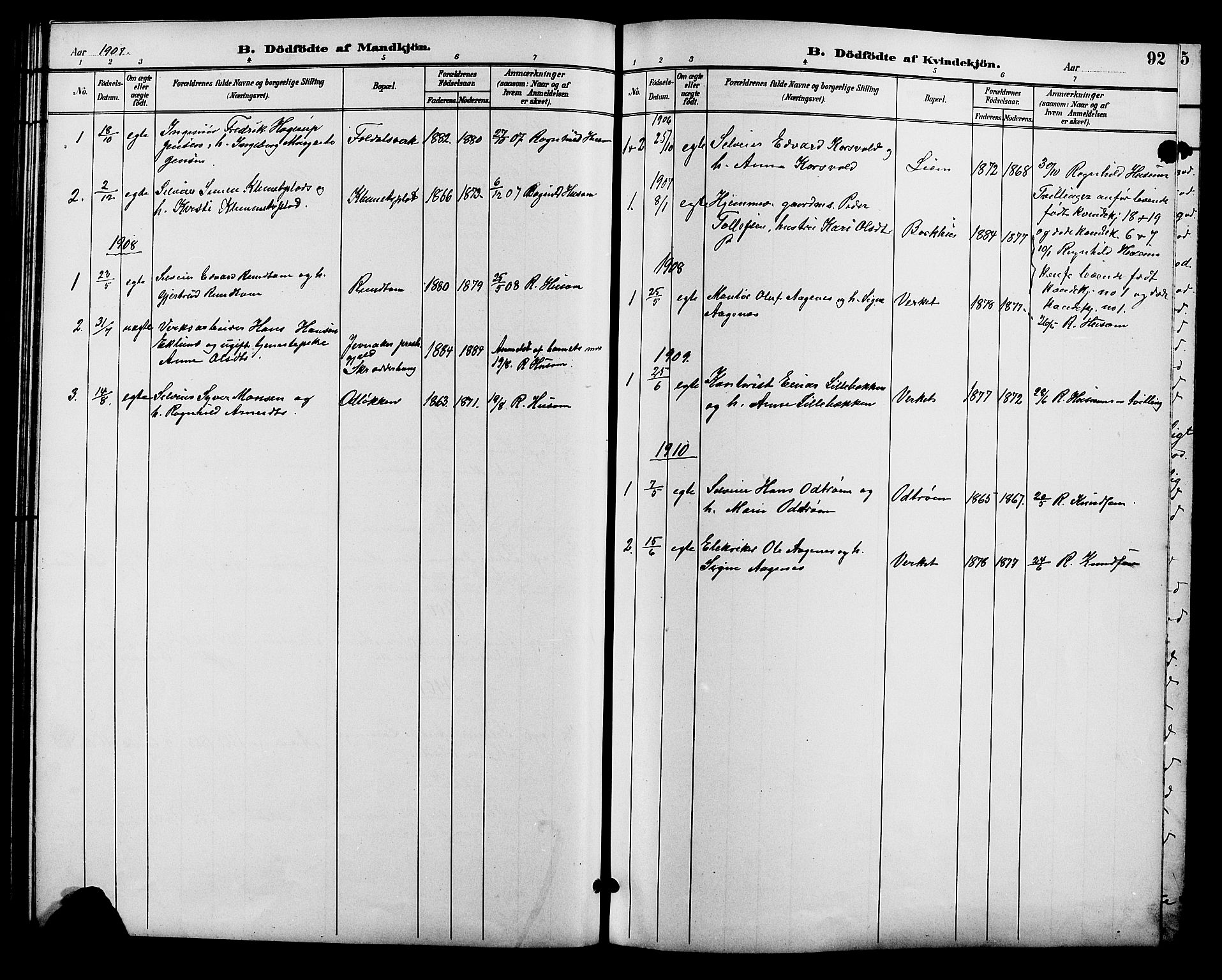 Alvdal prestekontor, SAH/PREST-060/H/Ha/Hab/L0004: Parish register (copy) no. 4, 1894-1910, p. 92