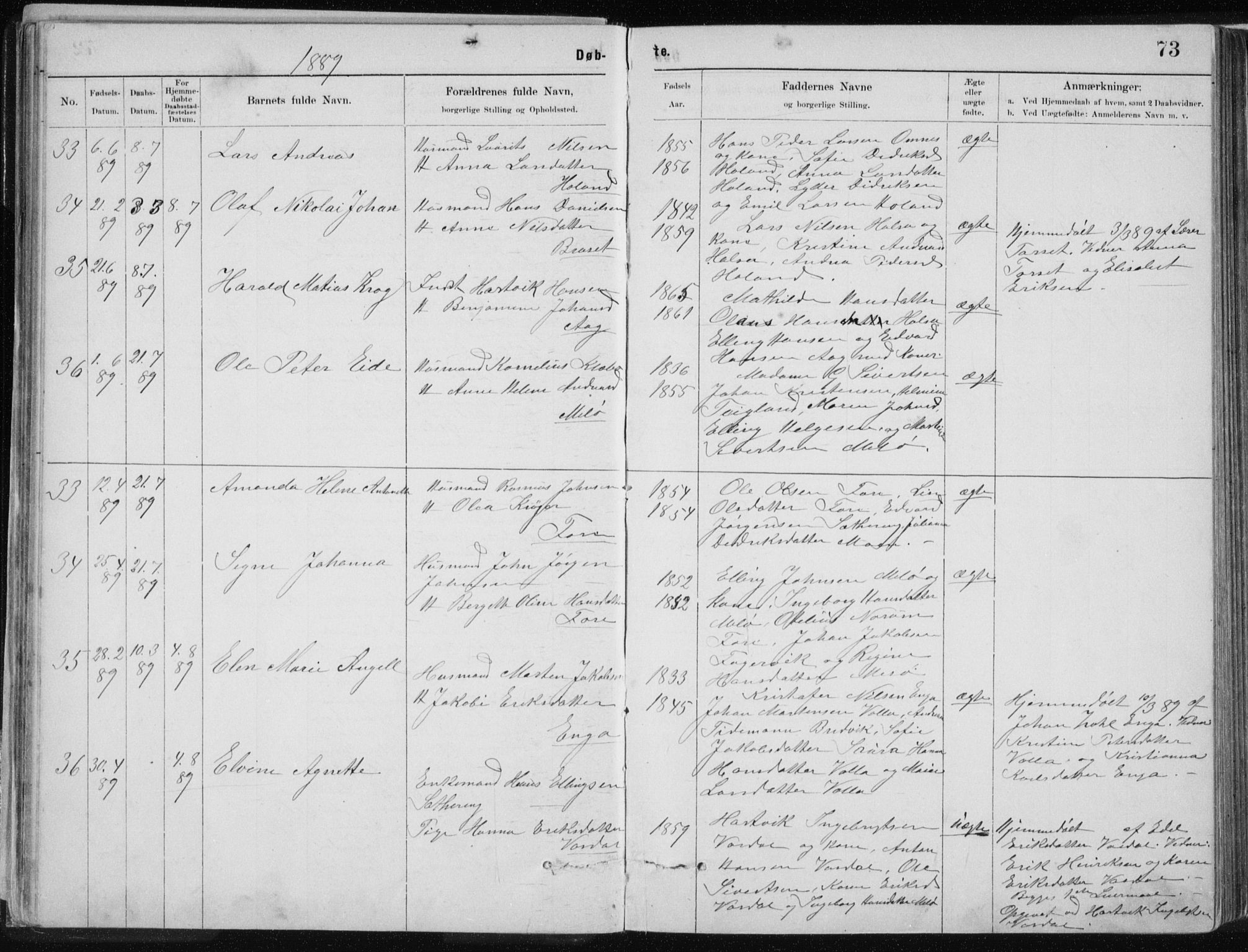 Ministerialprotokoller, klokkerbøker og fødselsregistre - Nordland, AV/SAT-A-1459/843/L0636: Parish register (copy) no. 843C05, 1884-1909, p. 73