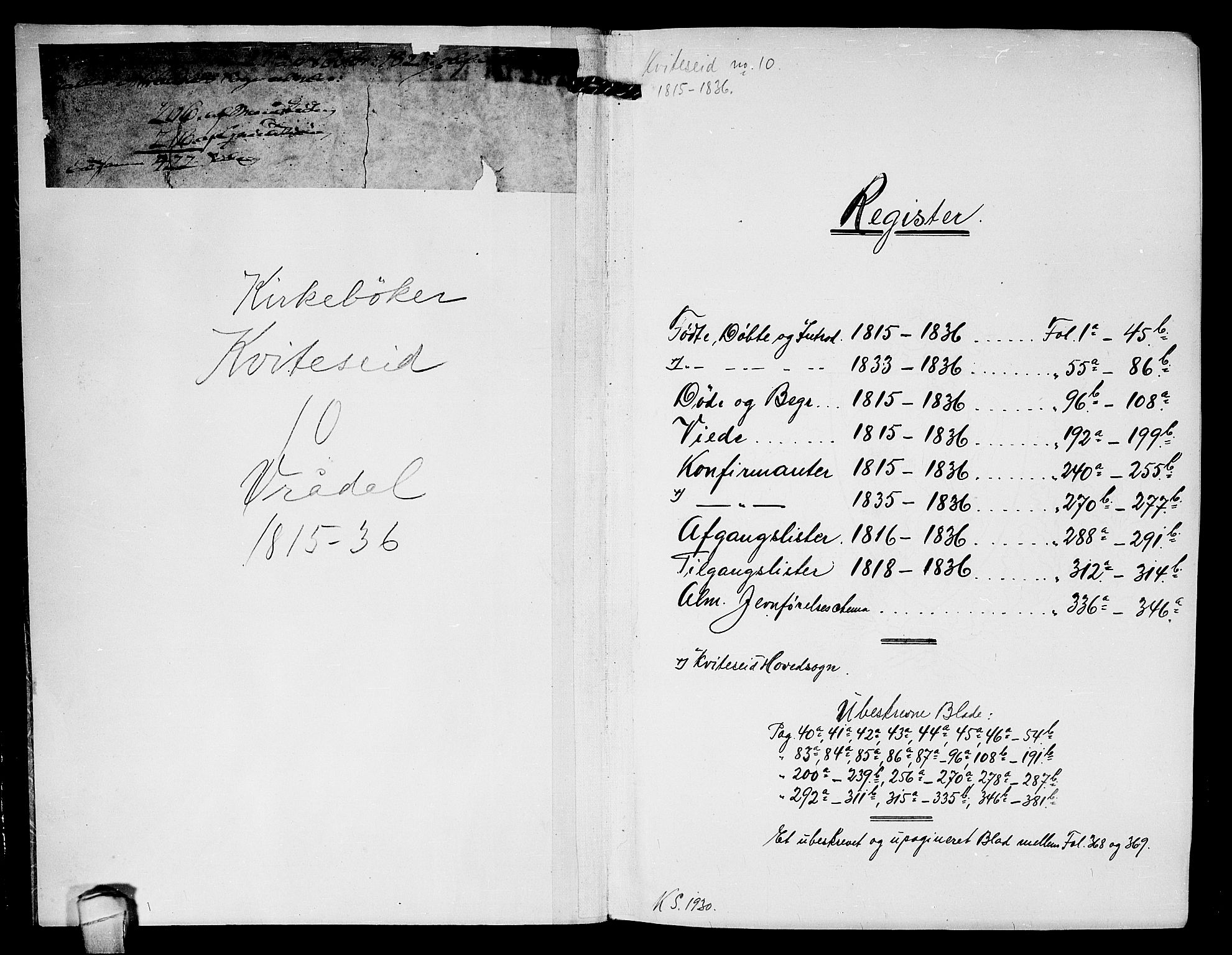 Kviteseid kirkebøker, SAKO/A-276/F/Fc/L0001: Parish register (official) no. III 1, 1815-1836