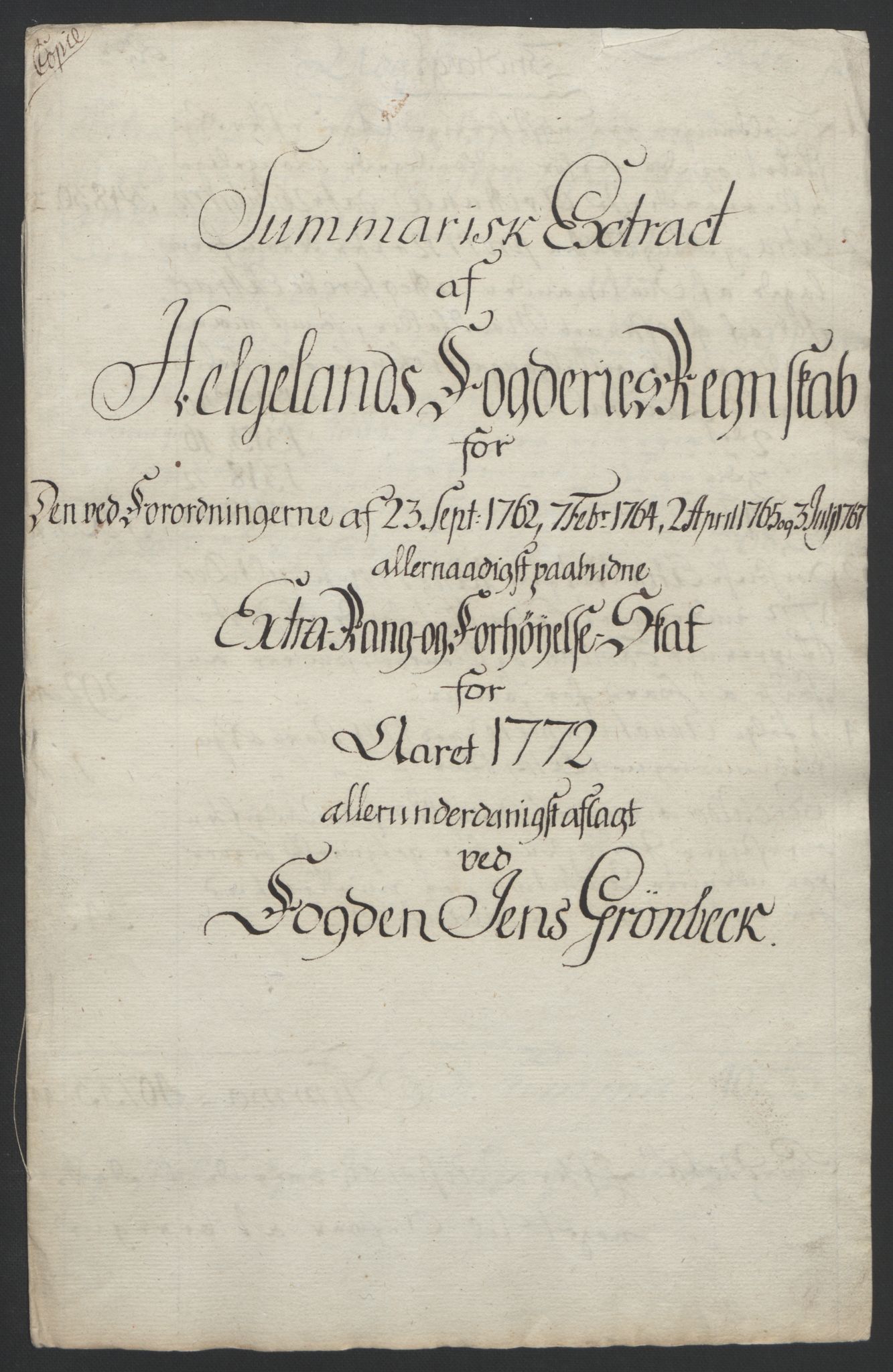 Rentekammeret inntil 1814, Reviderte regnskaper, Fogderegnskap, AV/RA-EA-4092/R65/L4573: Ekstraskatten Helgeland, 1762-1772, p. 406