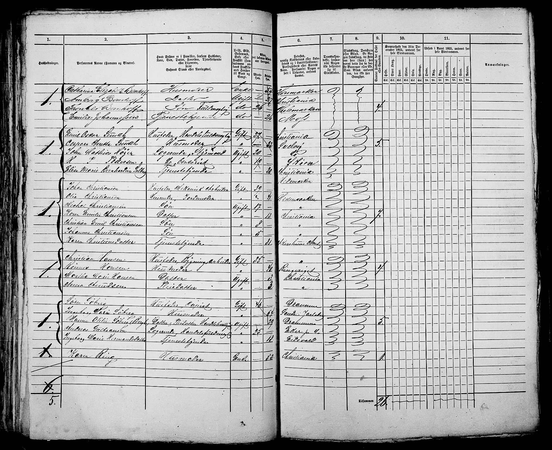 RA, 1865 census for Kristiania, 1865, p. 700