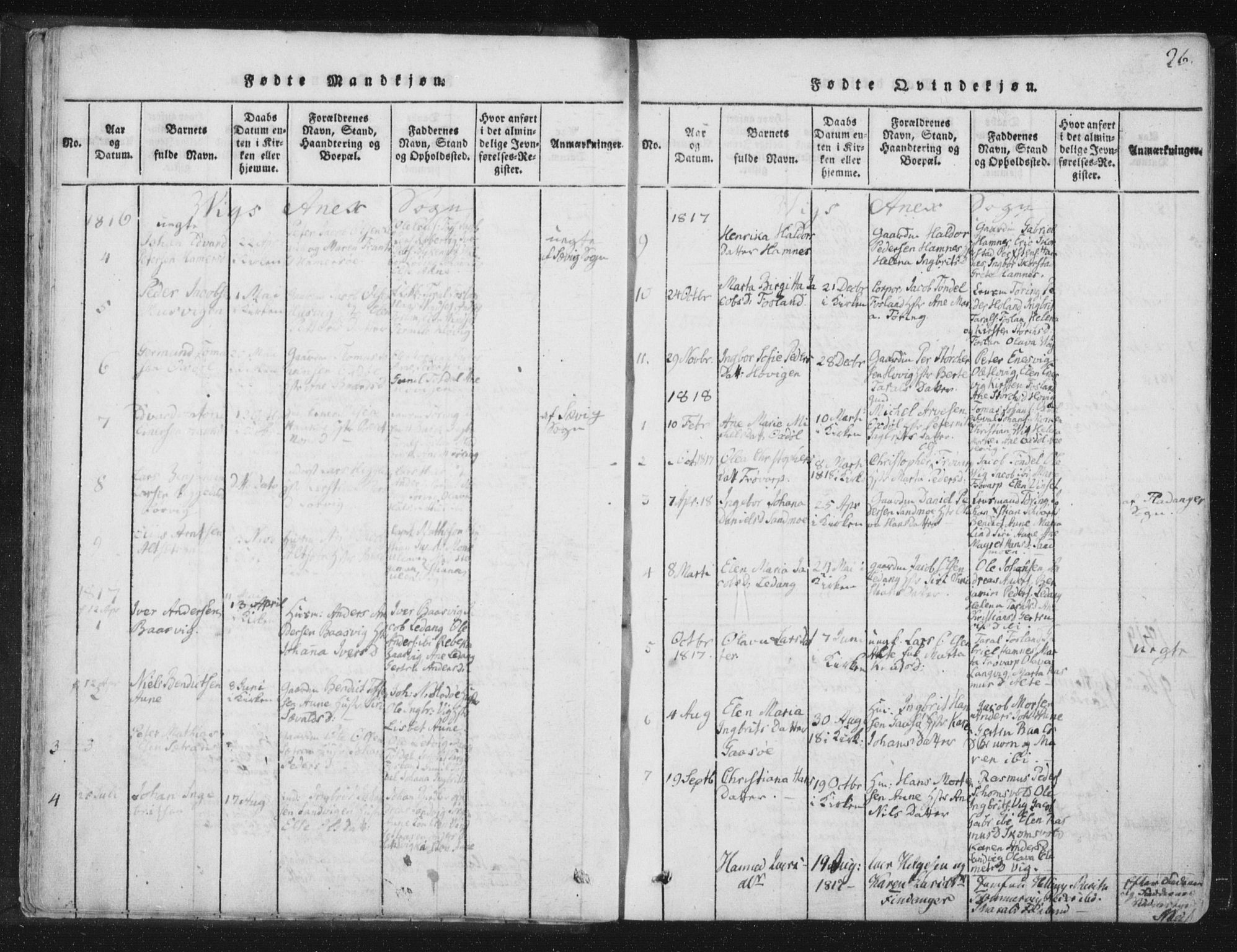 Ministerialprotokoller, klokkerbøker og fødselsregistre - Nord-Trøndelag, AV/SAT-A-1458/773/L0609: Parish register (official) no. 773A03 /2, 1815-1830, p. 26