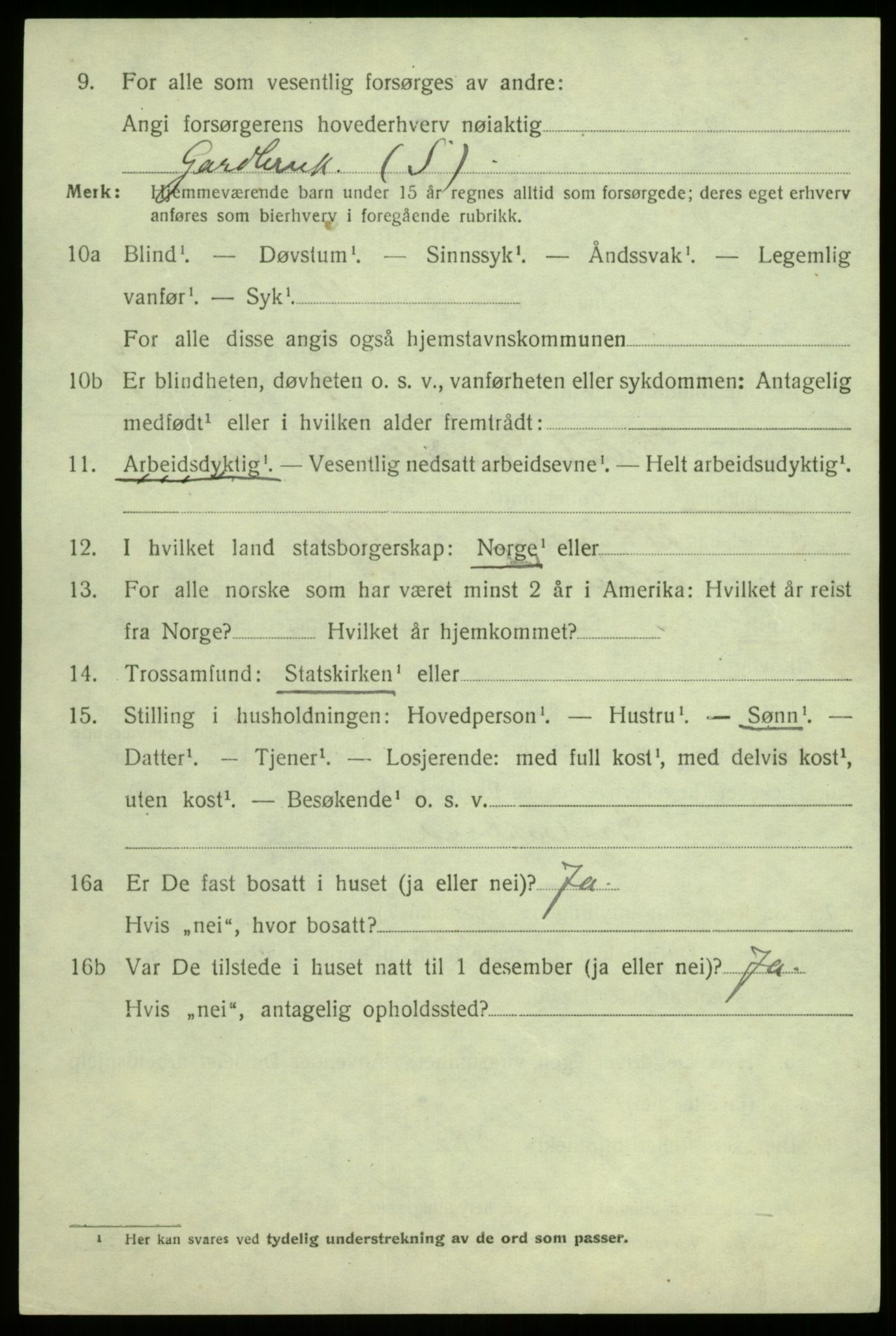 SAB, 1920 census for Lavik, 1920, p. 2271