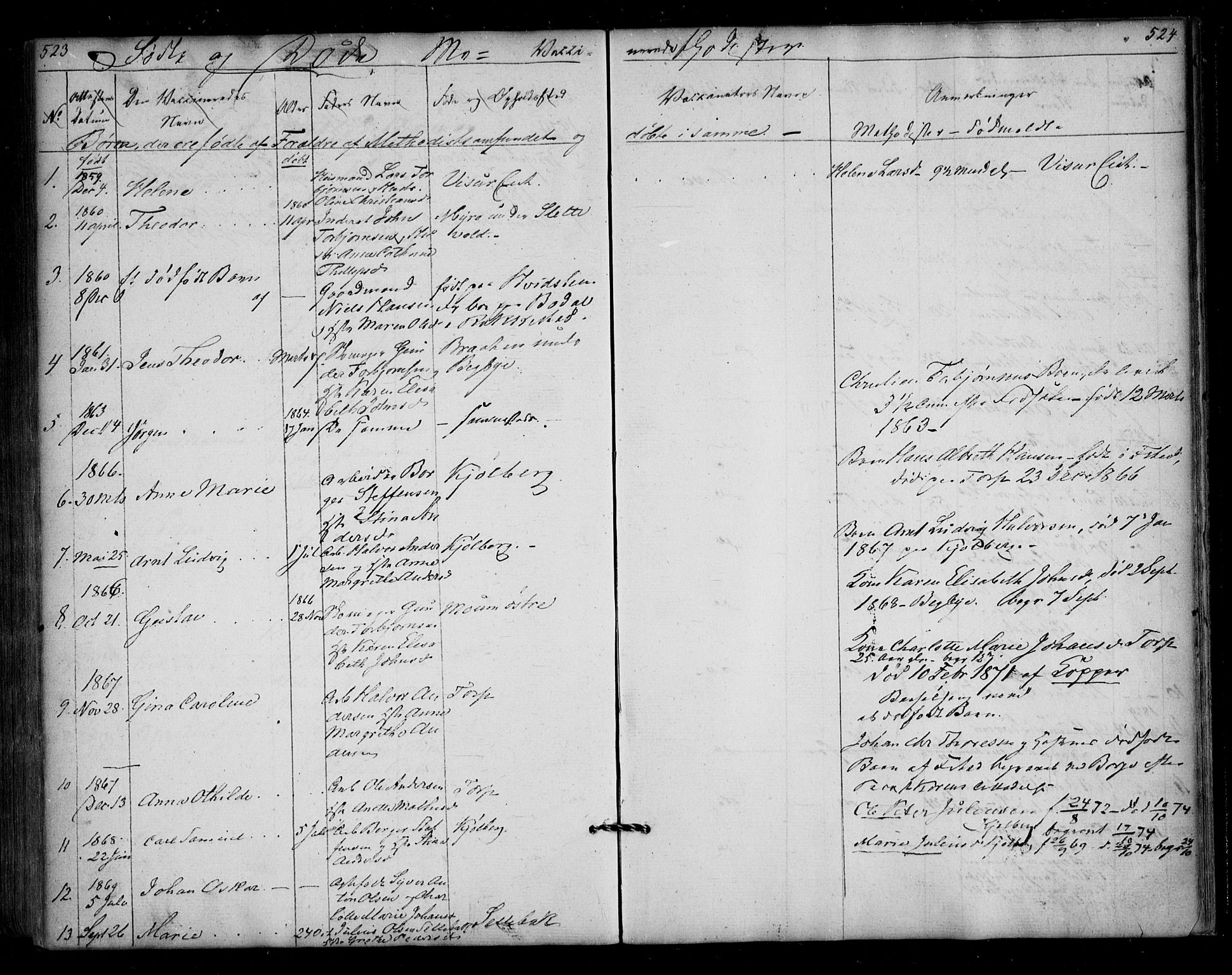 Borge prestekontor Kirkebøker, AV/SAO-A-10903/F/Fa/L0005: Parish register (official) no. I 5, 1848-1860, p. 523-524