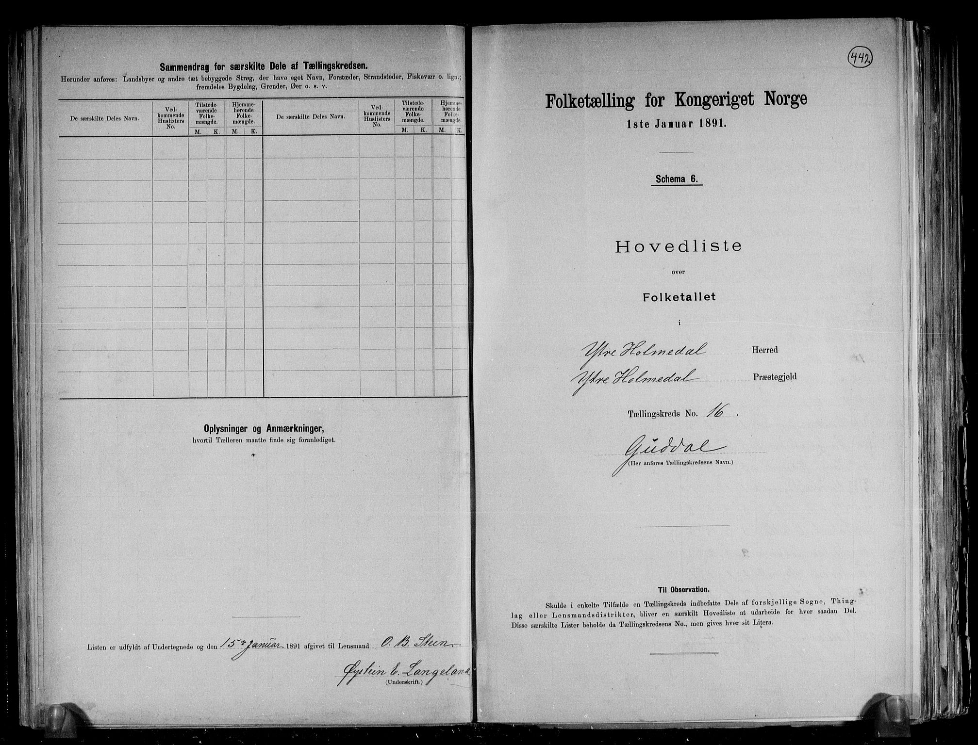 RA, 1891 census for 1429 Ytre Holmedal, 1891, p. 41