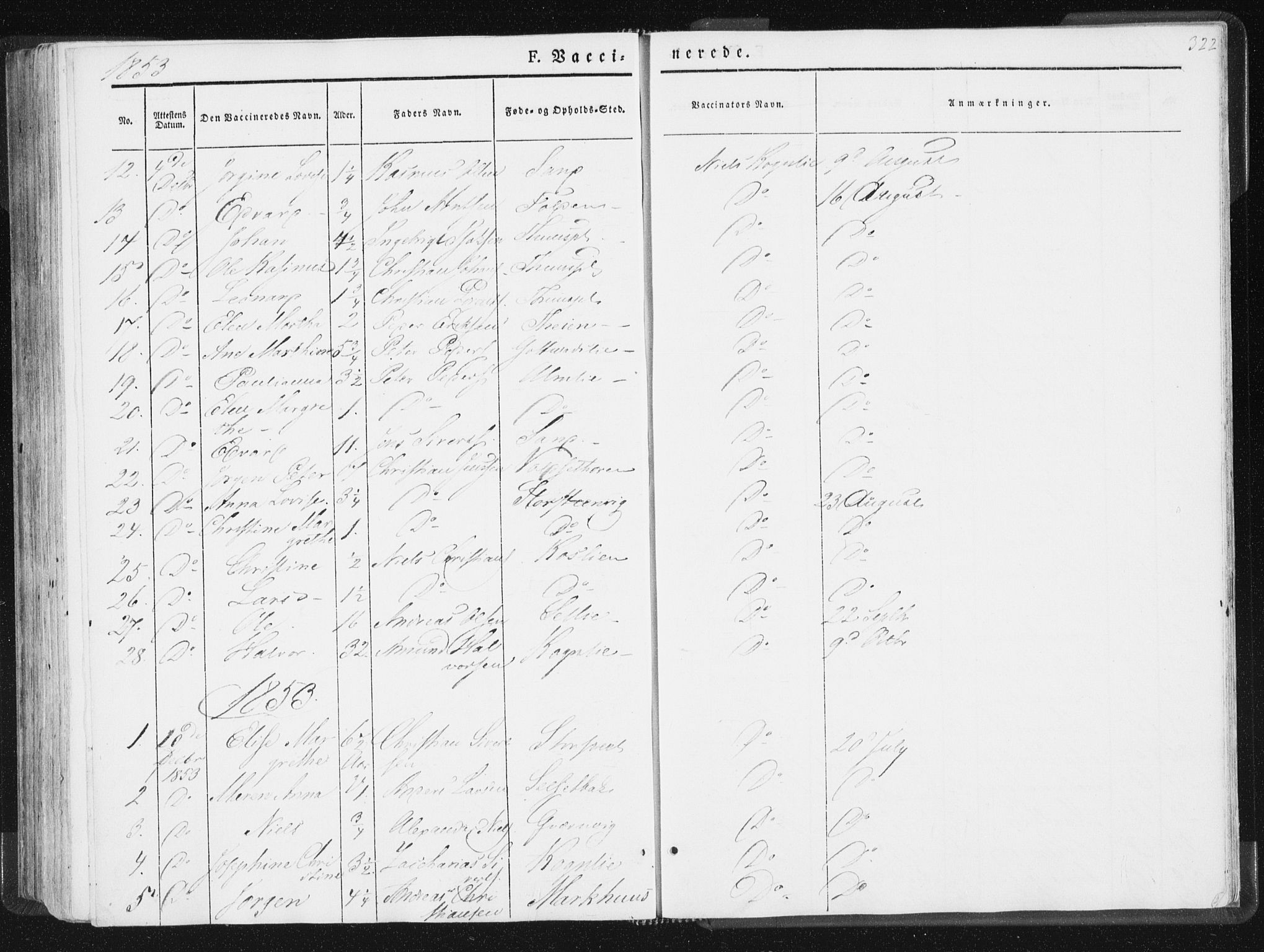 Ministerialprotokoller, klokkerbøker og fødselsregistre - Nord-Trøndelag, SAT/A-1458/744/L0418: Parish register (official) no. 744A02, 1843-1866, p. 322