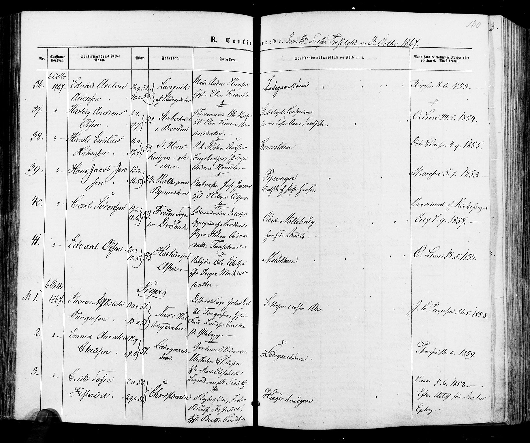 Vestre Aker prestekontor Kirkebøker, AV/SAO-A-10025/F/Fa/L0005: Parish register (official) no. 5, 1859-1877, p. 130