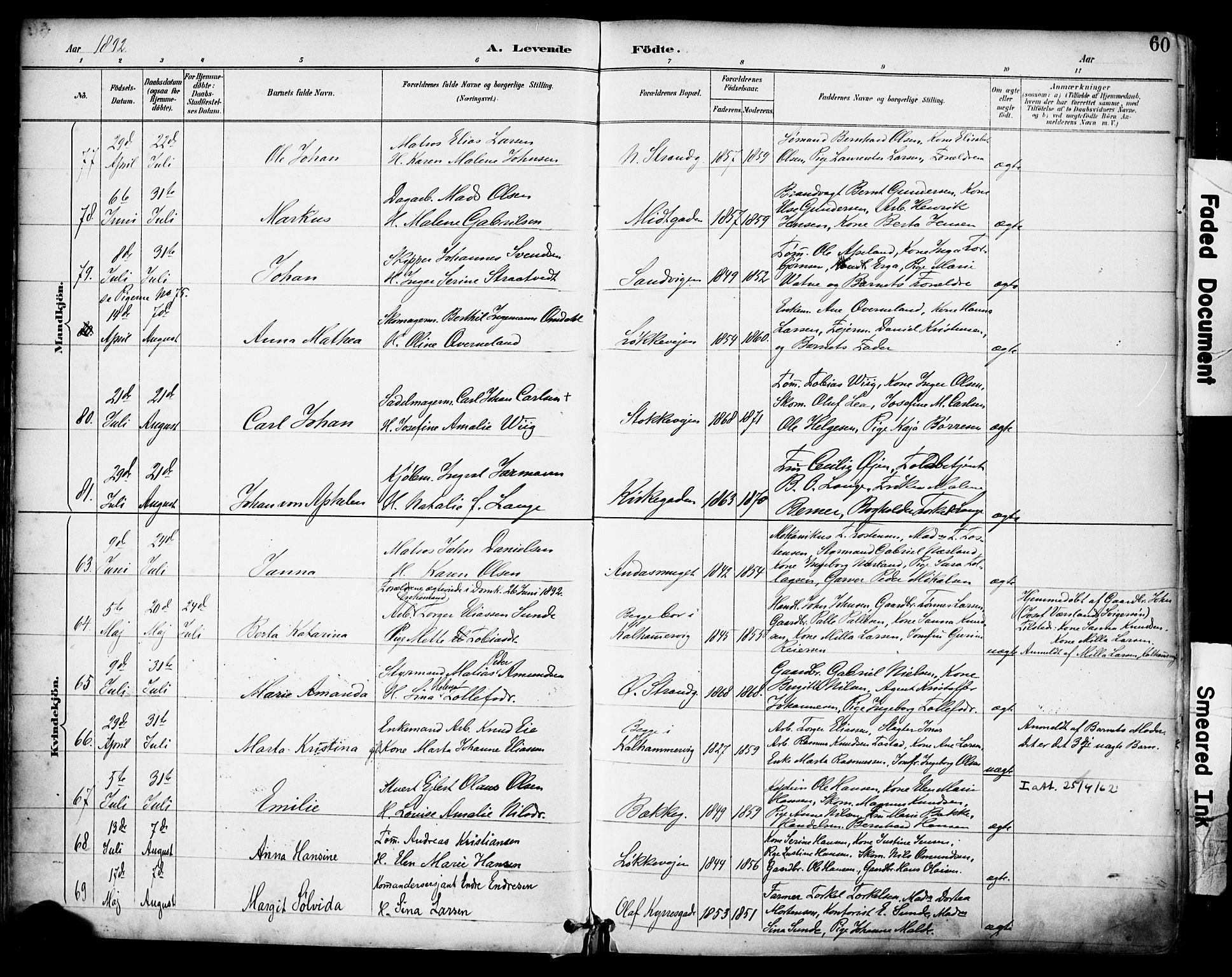 Domkirken sokneprestkontor, AV/SAST-A-101812/001/30/30BA/L0030: Parish register (official) no. A 29, 1889-1902, p. 60