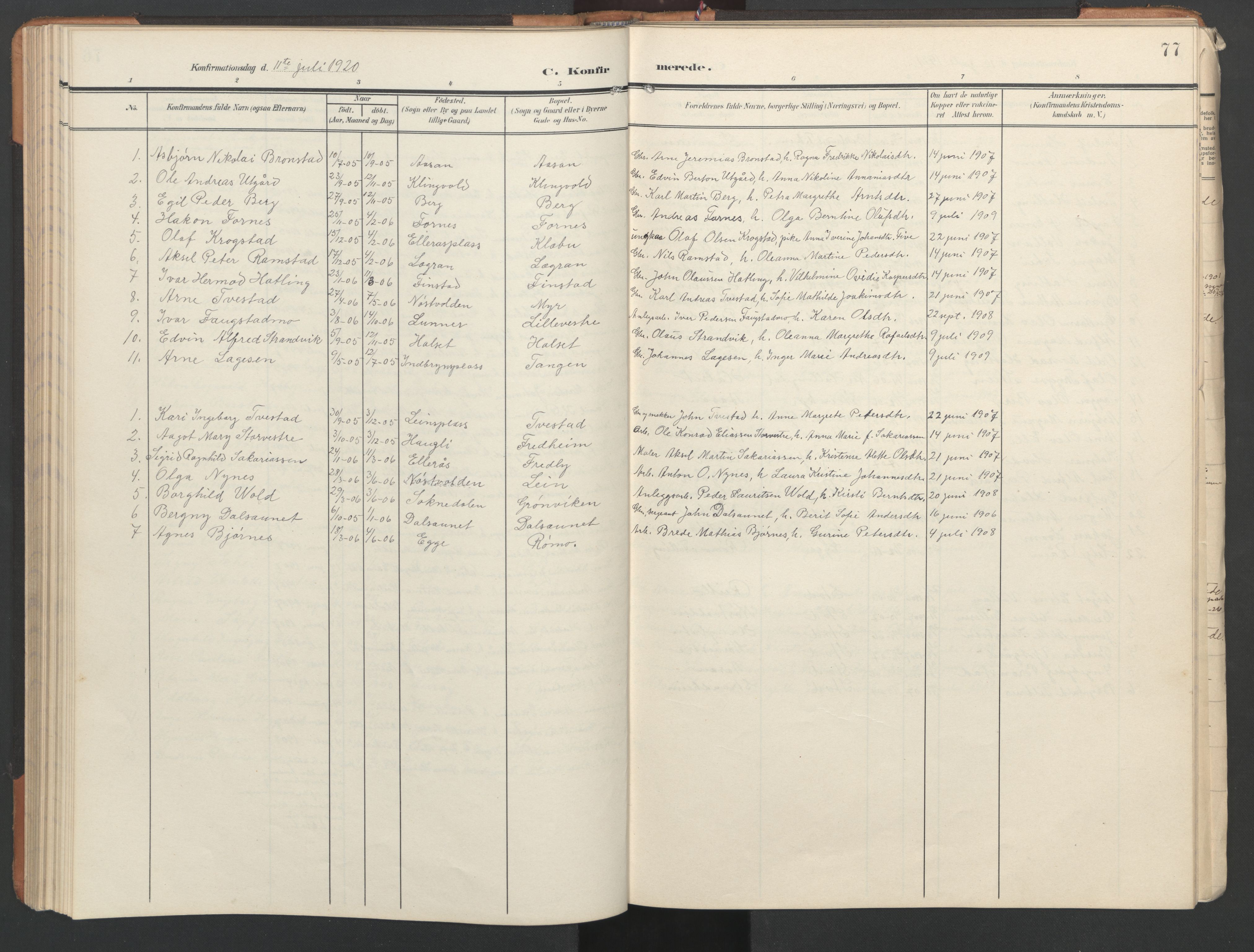 Ministerialprotokoller, klokkerbøker og fødselsregistre - Nord-Trøndelag, SAT/A-1458/746/L0455: Parish register (copy) no. 746C01, 1908-1933, p. 77