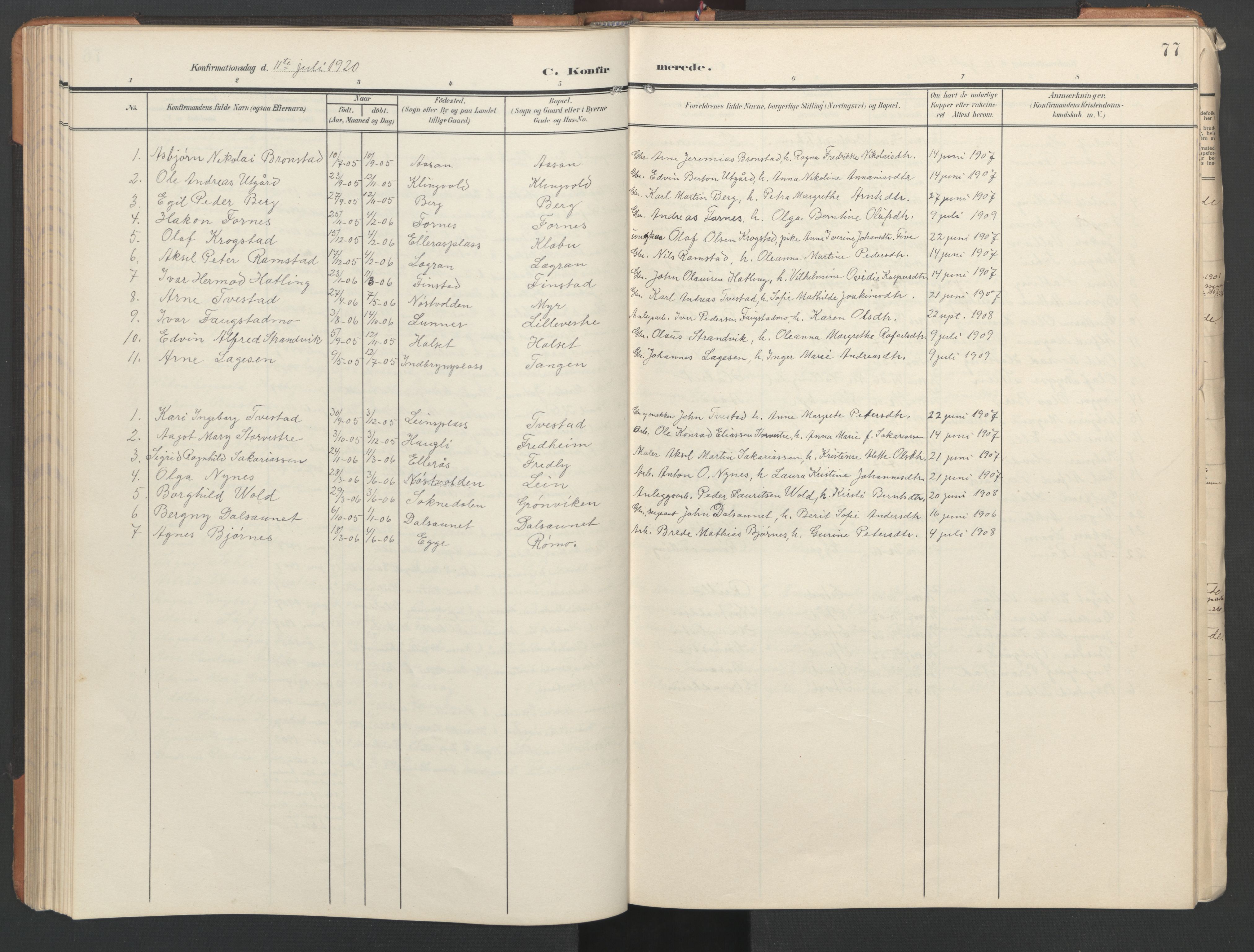 Ministerialprotokoller, klokkerbøker og fødselsregistre - Nord-Trøndelag, AV/SAT-A-1458/746/L0455: Parish register (copy) no. 746C01, 1908-1933, p. 77