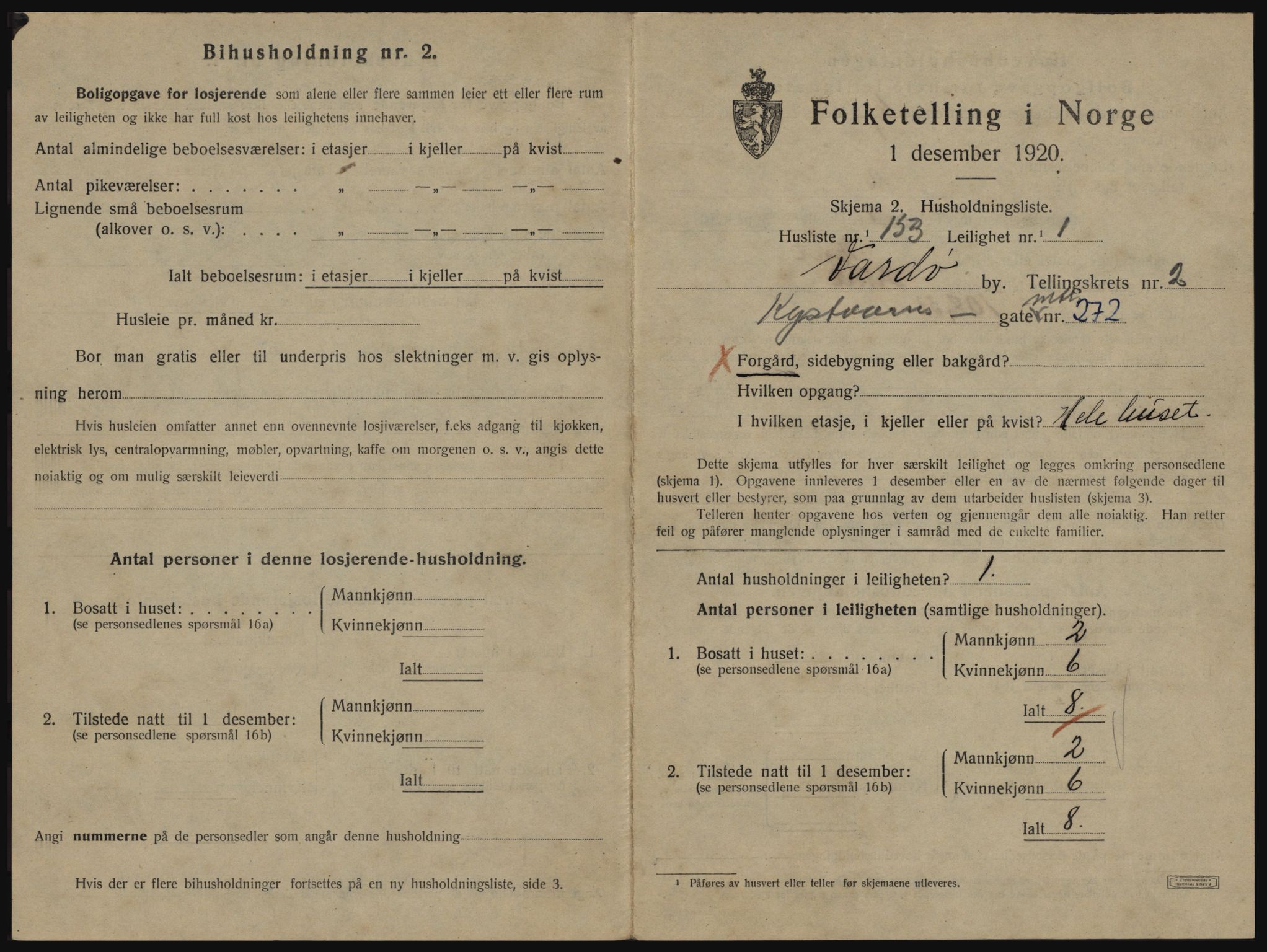 SATØ, 1920 census for Vardø, 1920, p. 2327