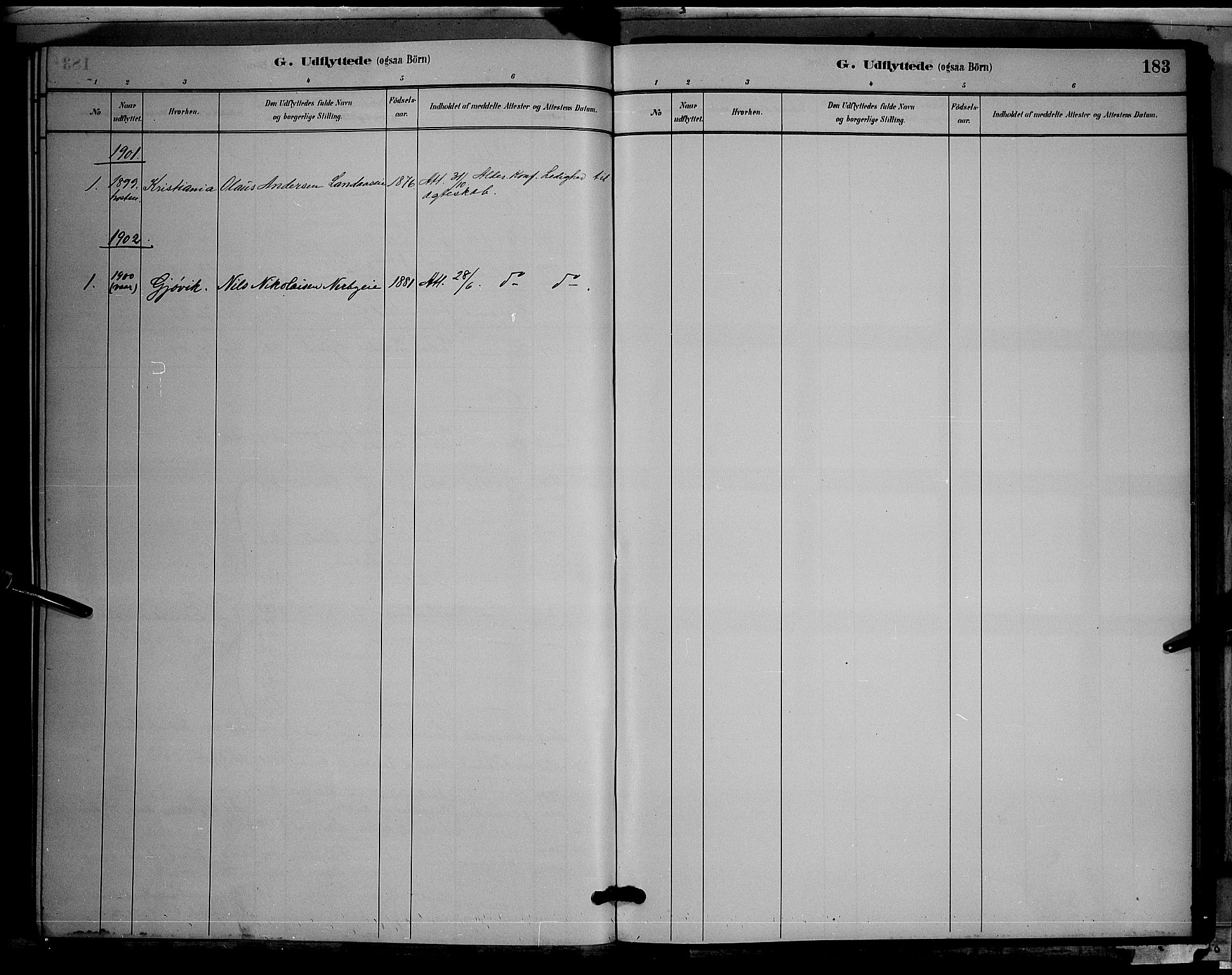 Søndre Land prestekontor, SAH/PREST-122/L/L0003: Parish register (copy) no. 3, 1884-1902, p. 183