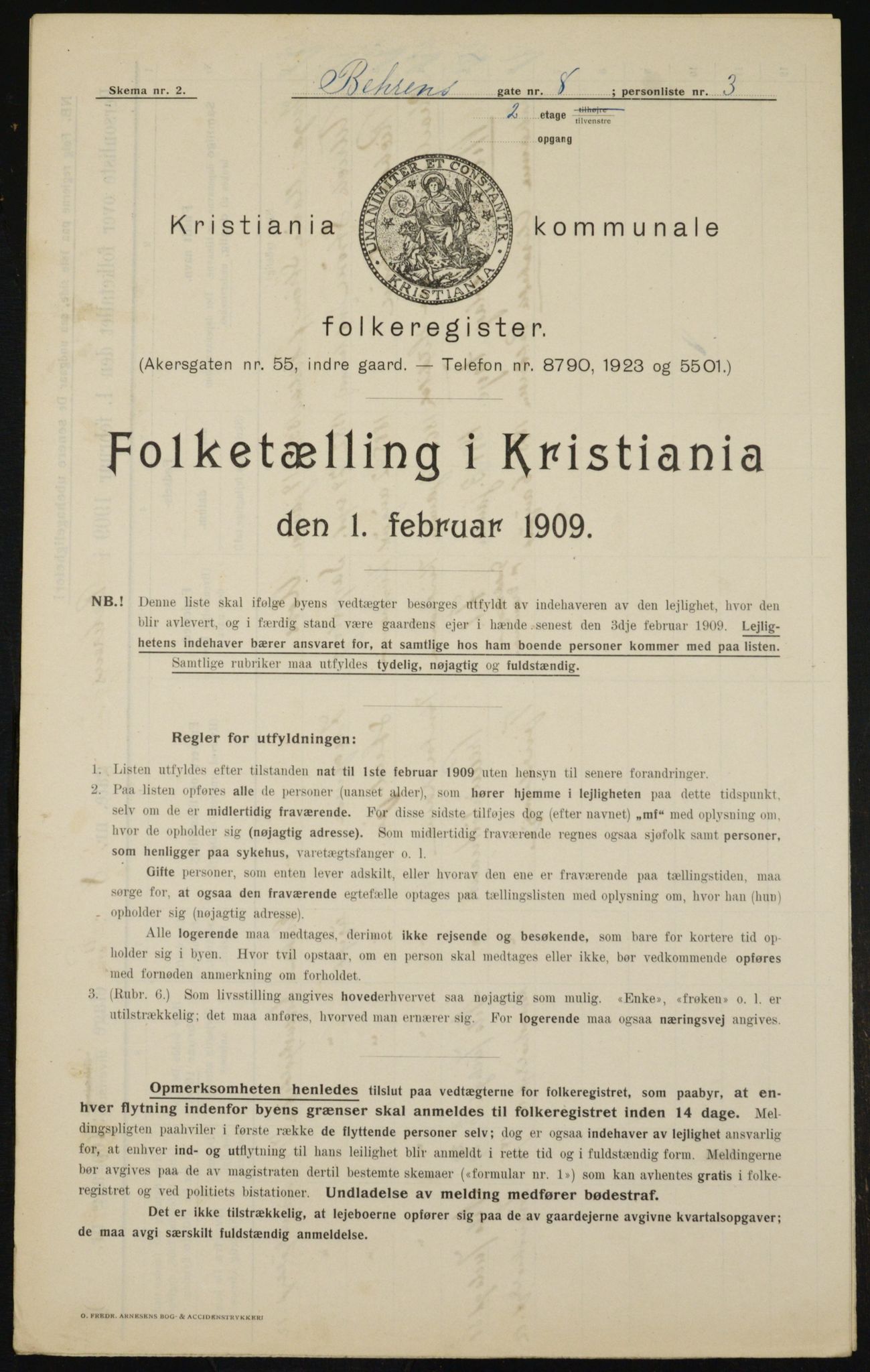 OBA, Municipal Census 1909 for Kristiania, 1909, p. 3210