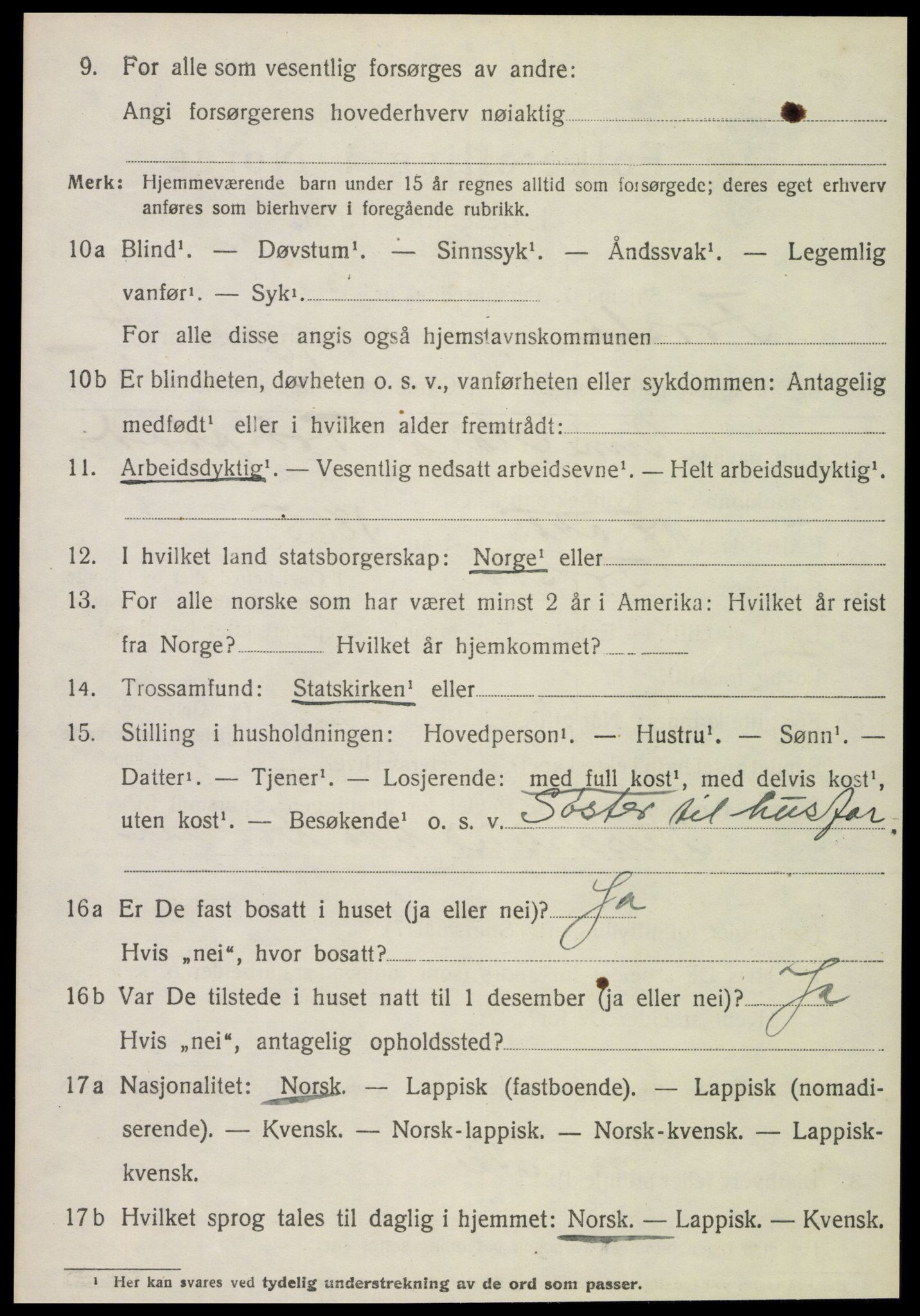 SAT, 1920 census for Frosta, 1920, p. 5227