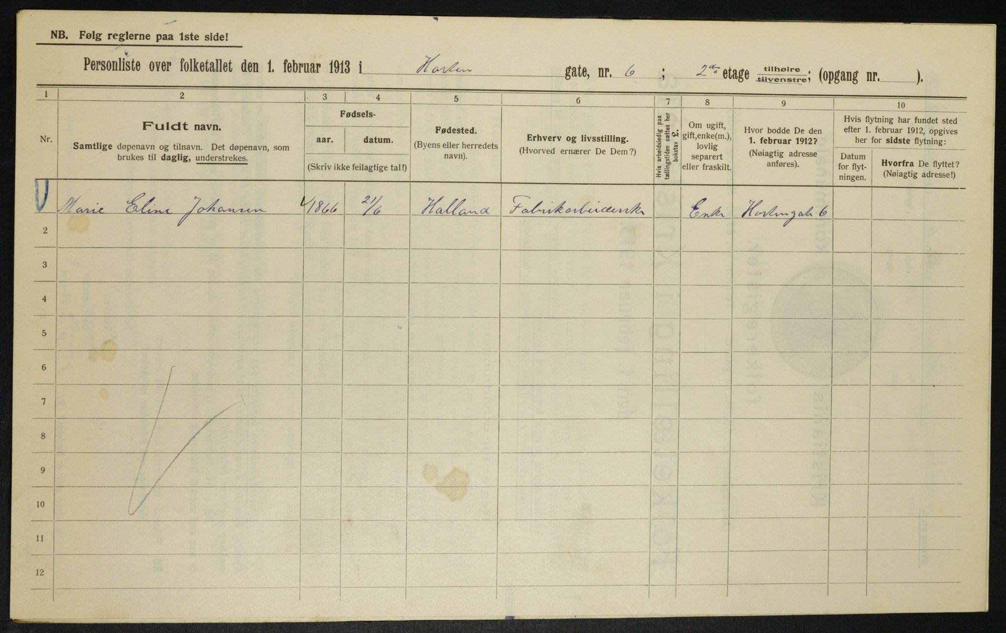 OBA, Municipal Census 1913 for Kristiania, 1913, p. 41243