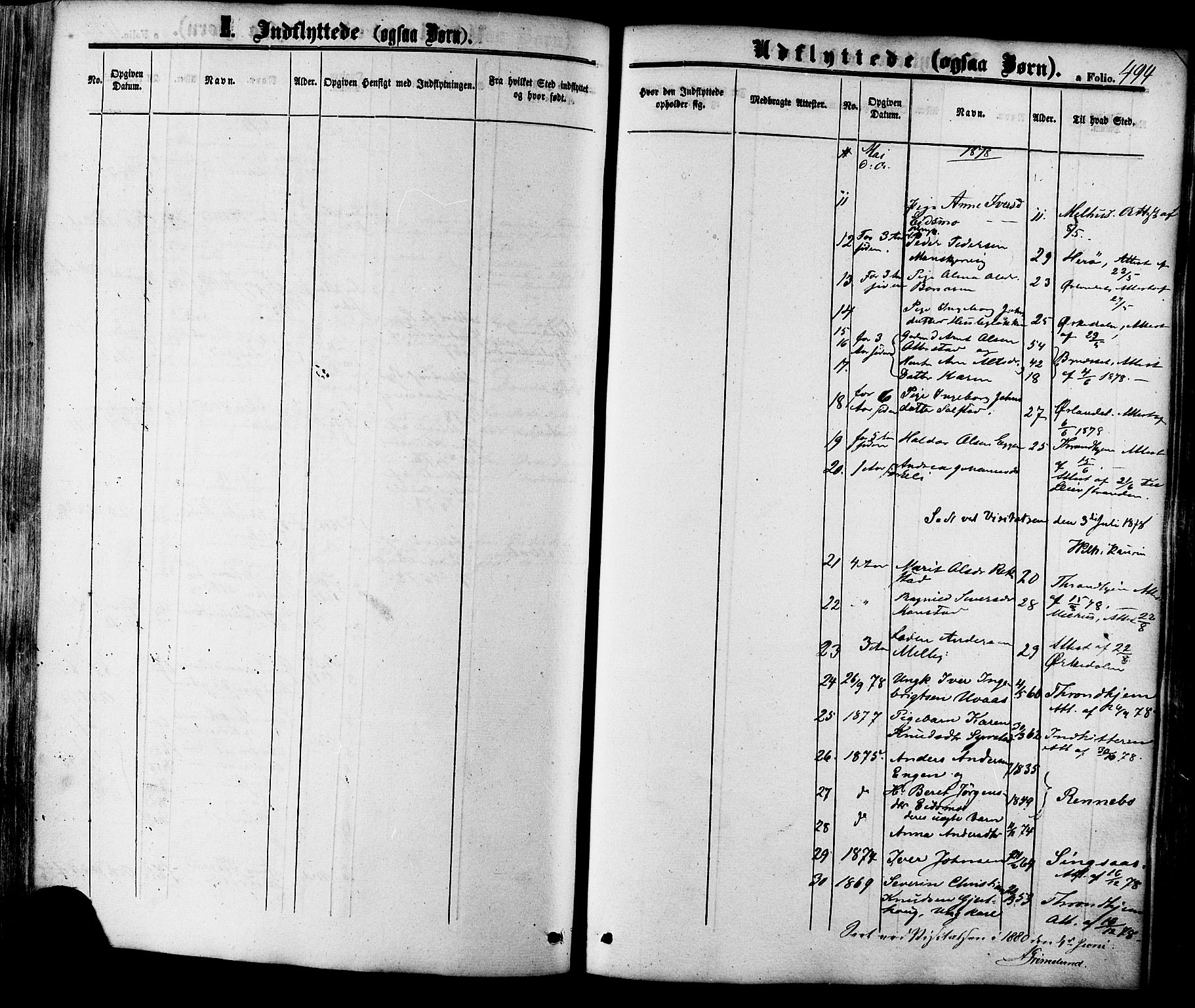 Ministerialprotokoller, klokkerbøker og fødselsregistre - Sør-Trøndelag, SAT/A-1456/665/L0772: Parish register (official) no. 665A07, 1856-1878, p. 494