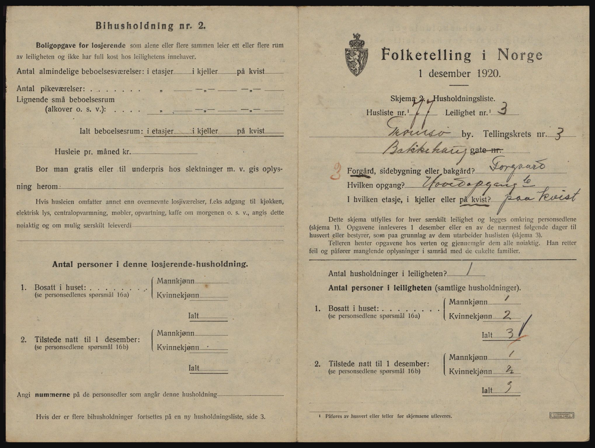 SATØ, 1920 census for Tromsø, 1920, p. 3345