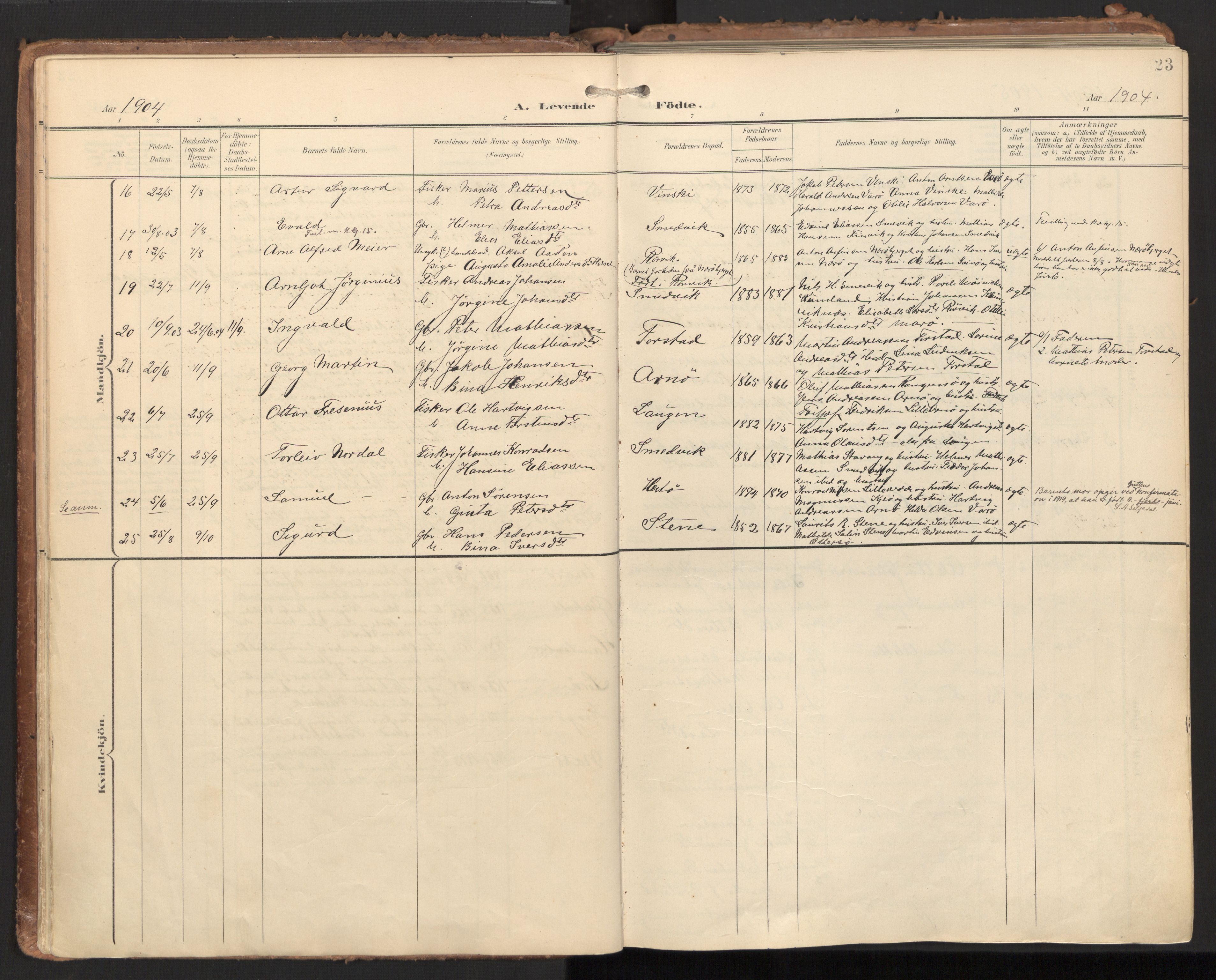 Ministerialprotokoller, klokkerbøker og fødselsregistre - Nord-Trøndelag, SAT/A-1458/784/L0677: Parish register (official) no. 784A12, 1900-1920, p. 23