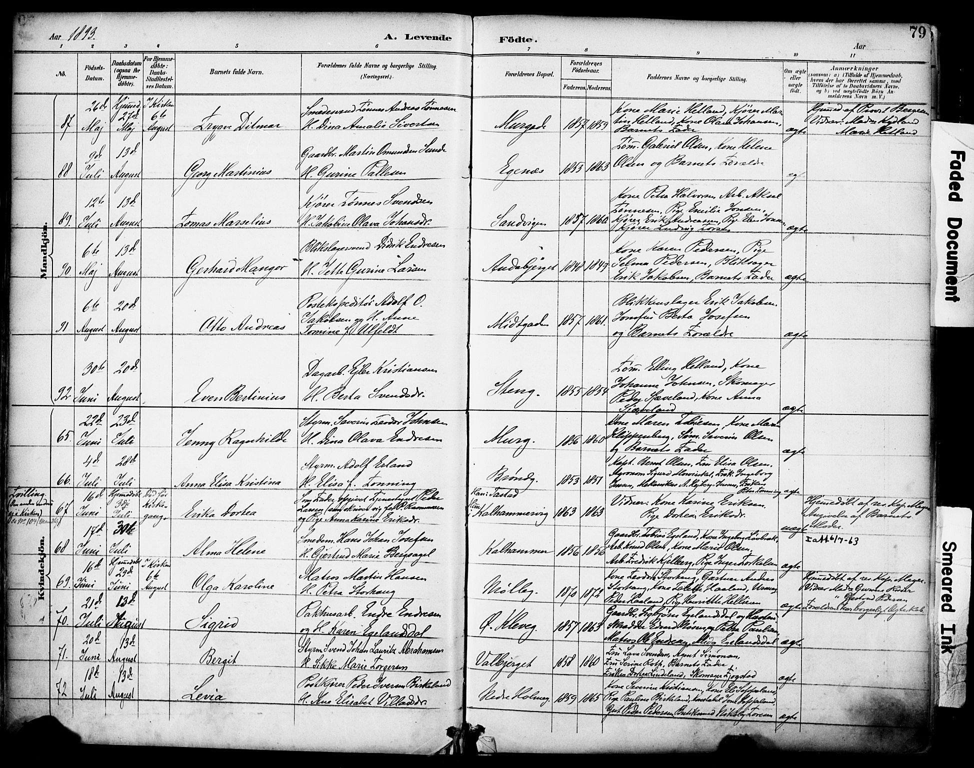 Domkirken sokneprestkontor, AV/SAST-A-101812/001/30/30BA/L0030: Parish register (official) no. A 29, 1889-1902, p. 79