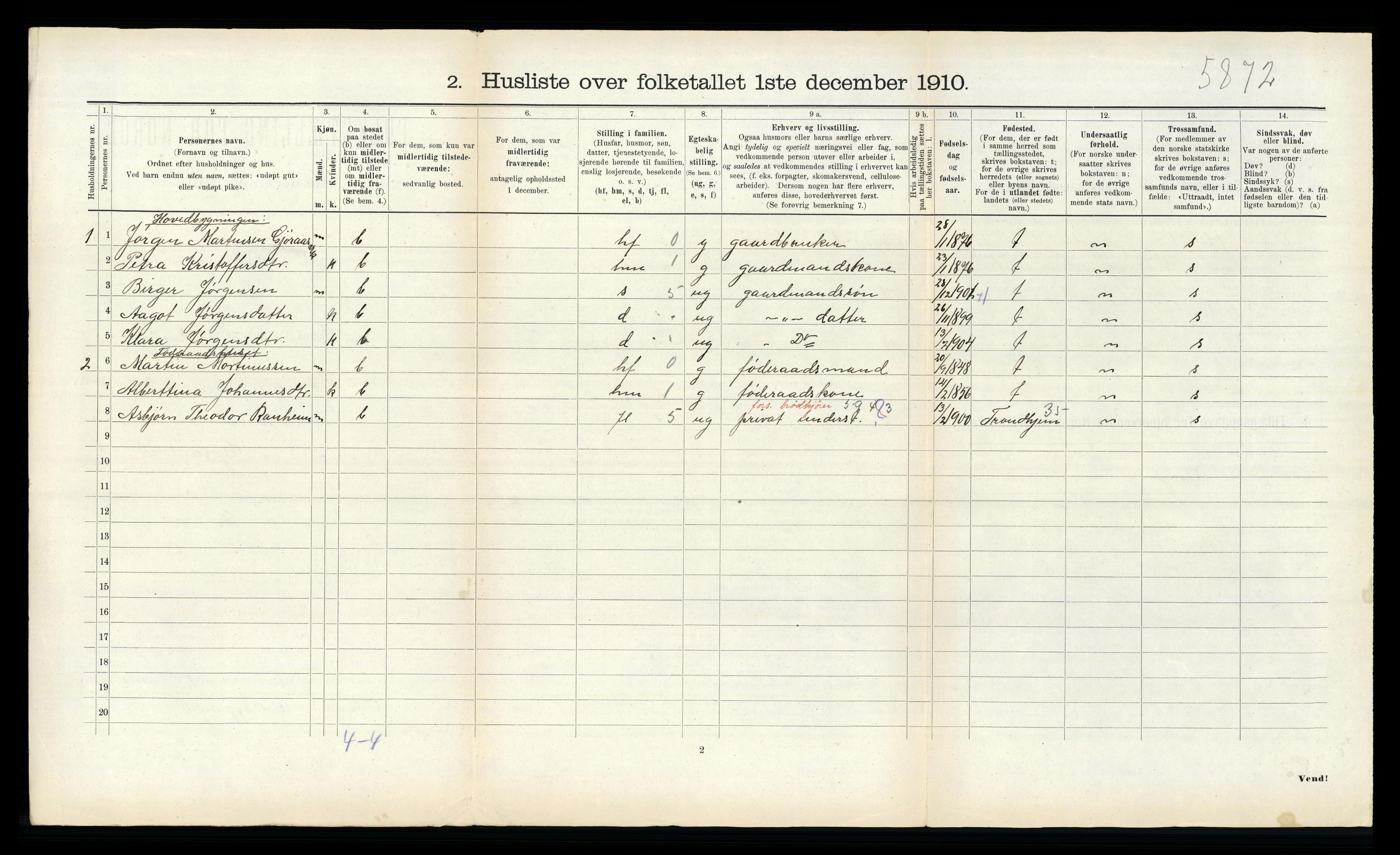 RA, 1910 census for Leksvik, 1910, p. 813