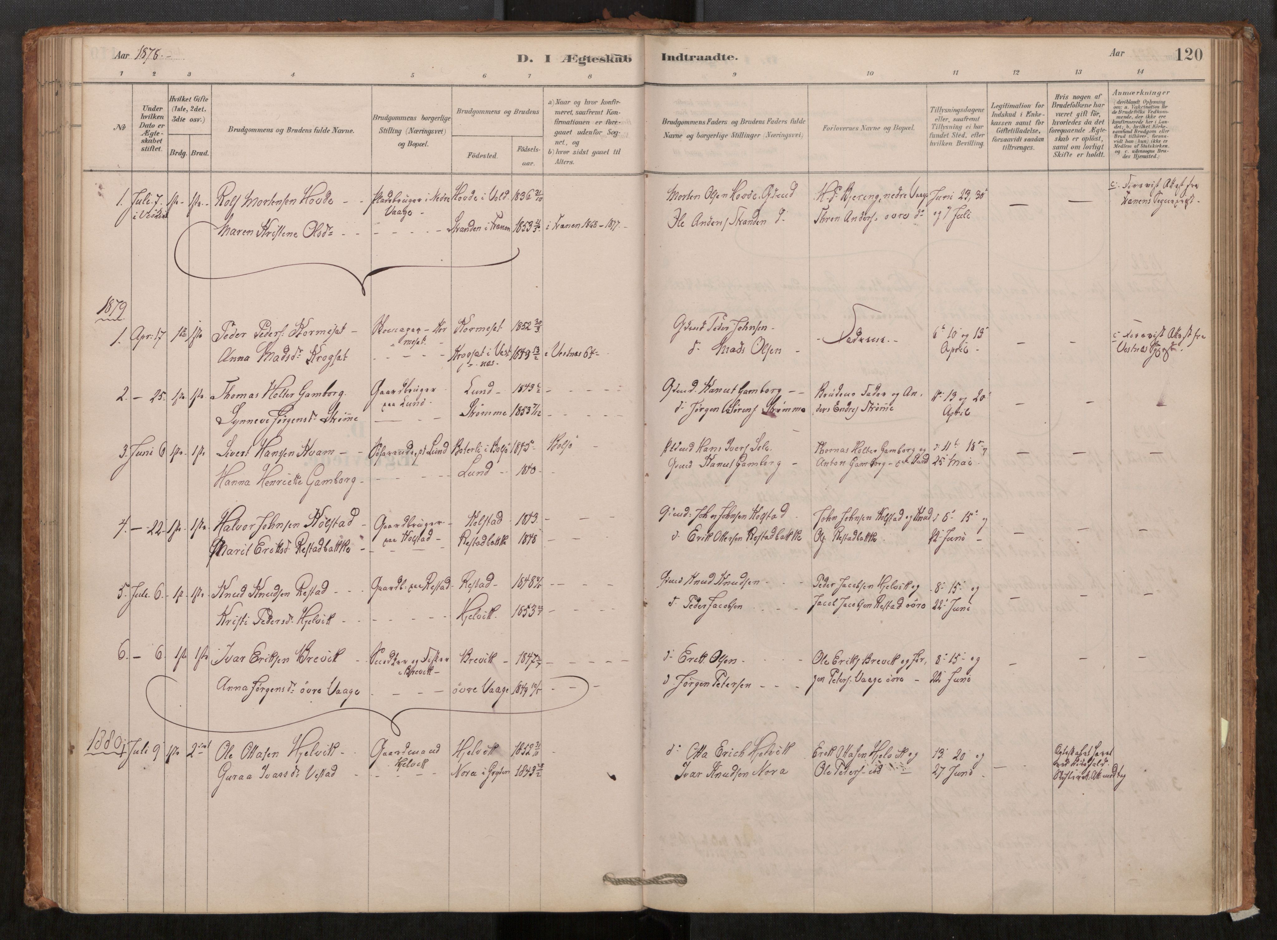 Ministerialprotokoller, klokkerbøker og fødselsregistre - Møre og Romsdal, SAT/A-1454/550/L0621: Parish register (official) no. 550A01, 1878-1915, p. 120