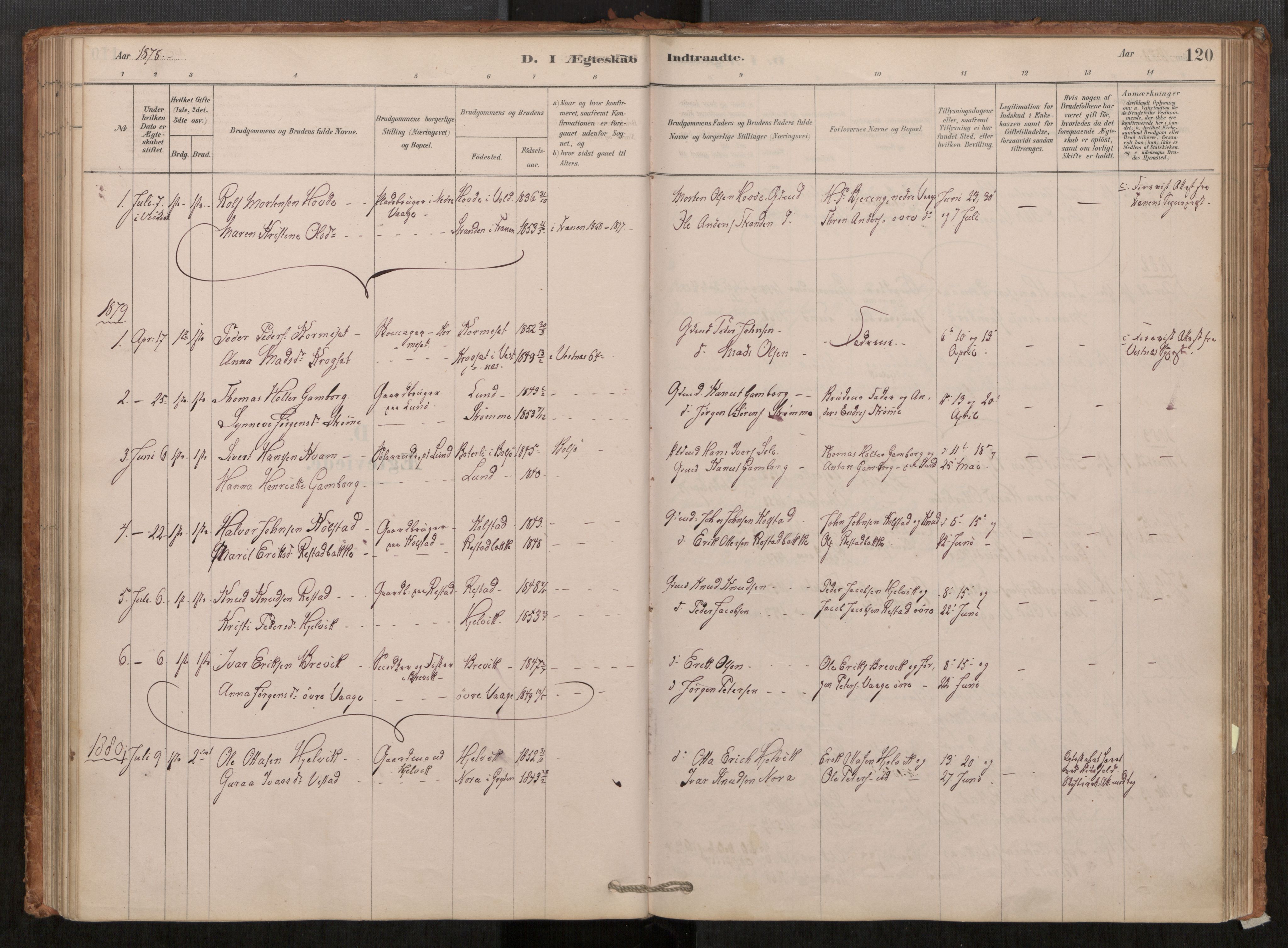 Ministerialprotokoller, klokkerbøker og fødselsregistre - Møre og Romsdal, AV/SAT-A-1454/550/L0621: Parish register (official) no. 550A01, 1878-1915, p. 120